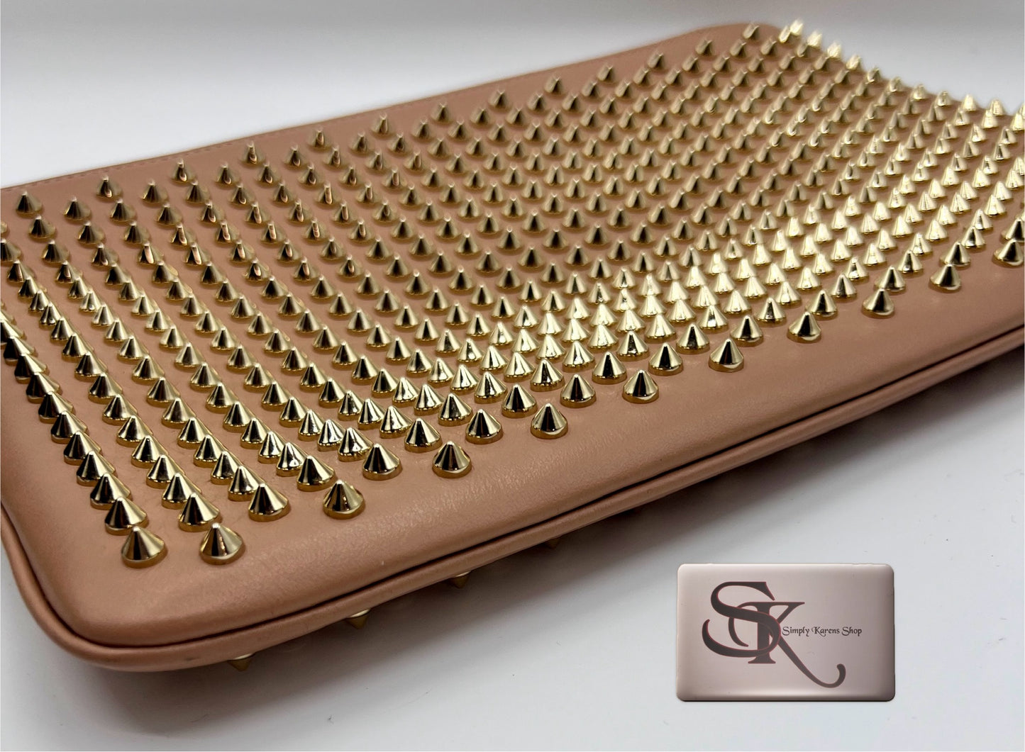 CHRISTIAN LOUBOUTIN LOUBIPOSH SPIKE STUD CLUTCH CROSSBODY BAG