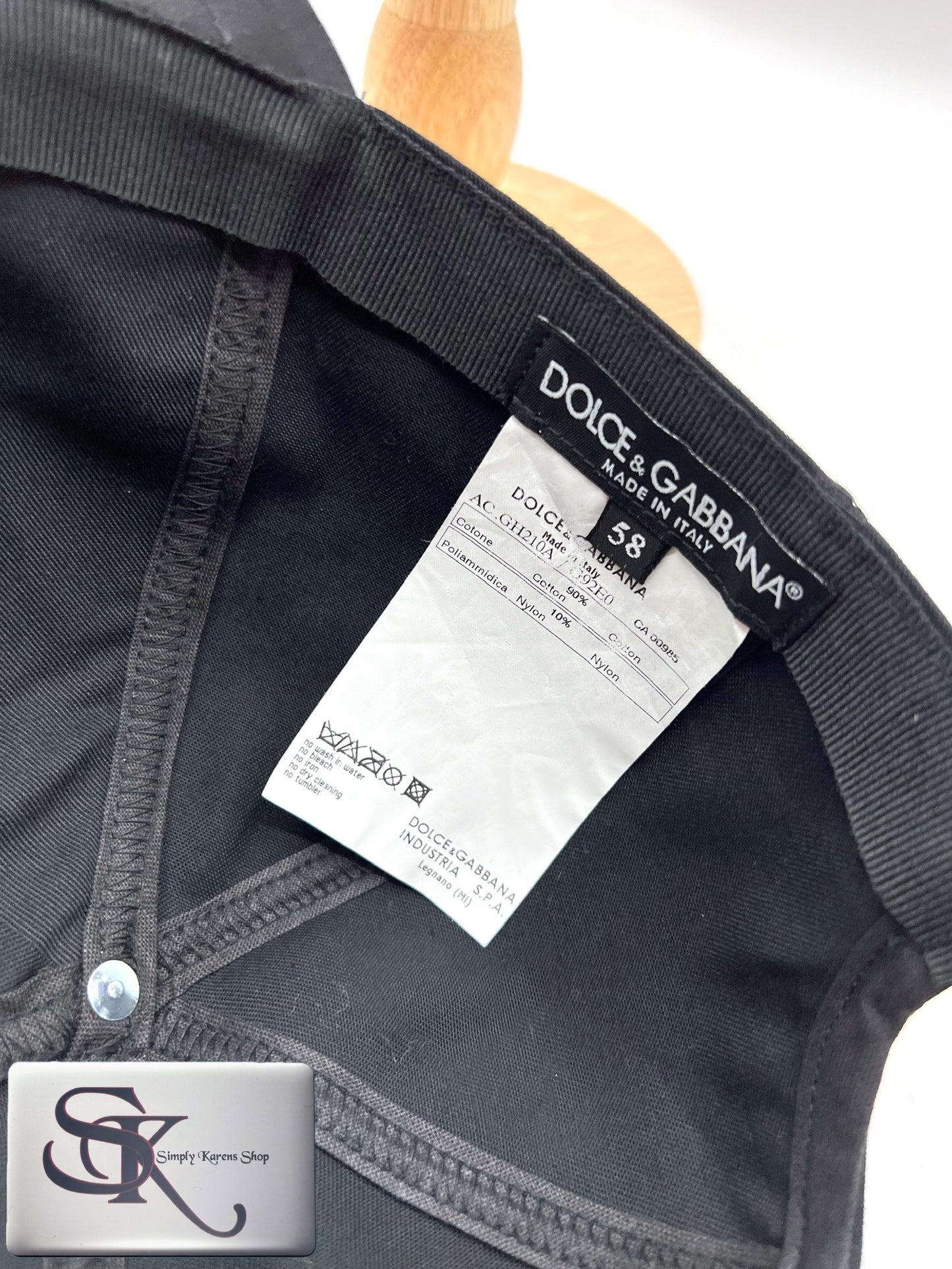 Dolce & Gabbana Black Baseball Cap size 58 ๐ต๐ญP10320๐ต๐ญ
