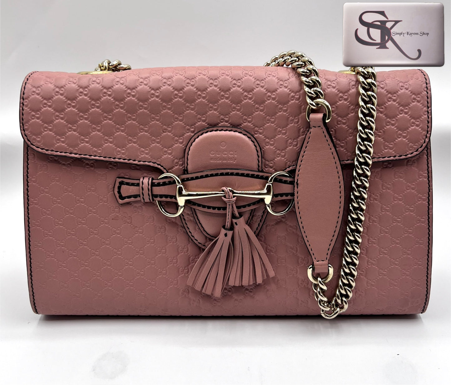 Gucci Guccissima Horsebit Emily Shoulder Bag MM Blush Pink (🇵🇭P42,140)