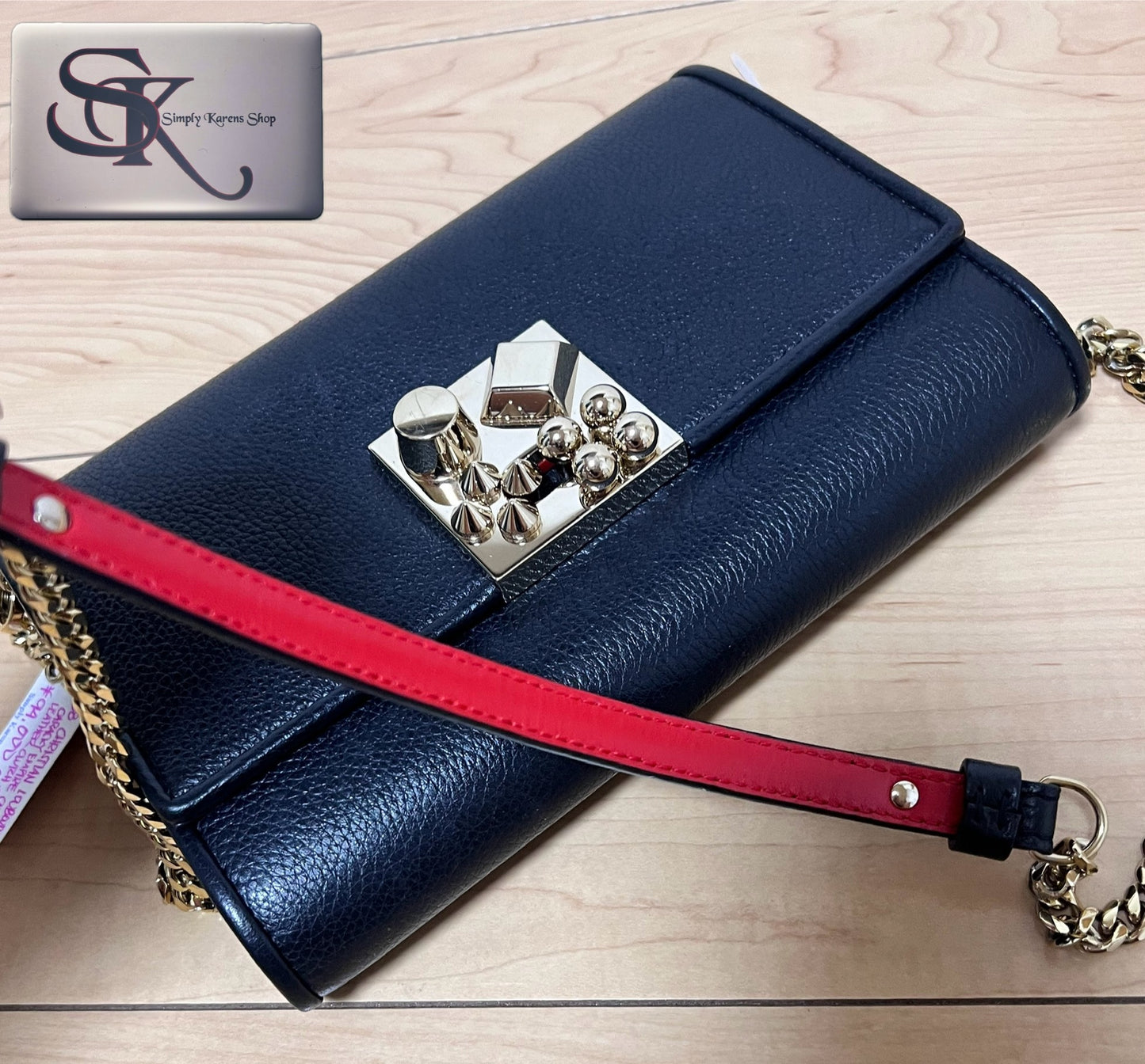 Christian Louboutin Carasky Empire Calfskin Leather clutch shoulder Crossbody Bag π΅πP37,600π΅π