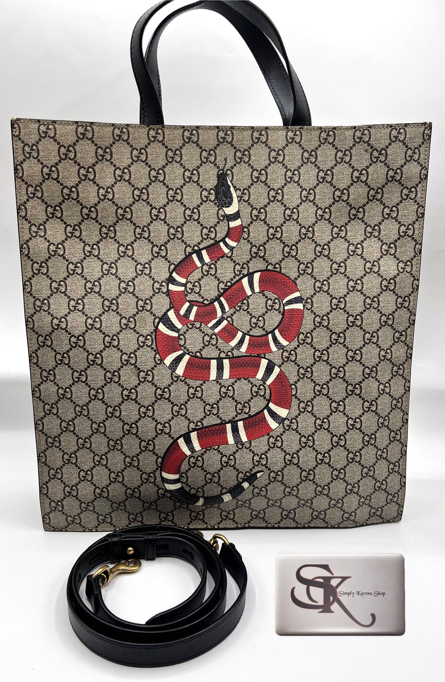 Gucci GG Supreme Coated Canvas King Snake Print Sac flat tote bag (🇵🇭P50,740)