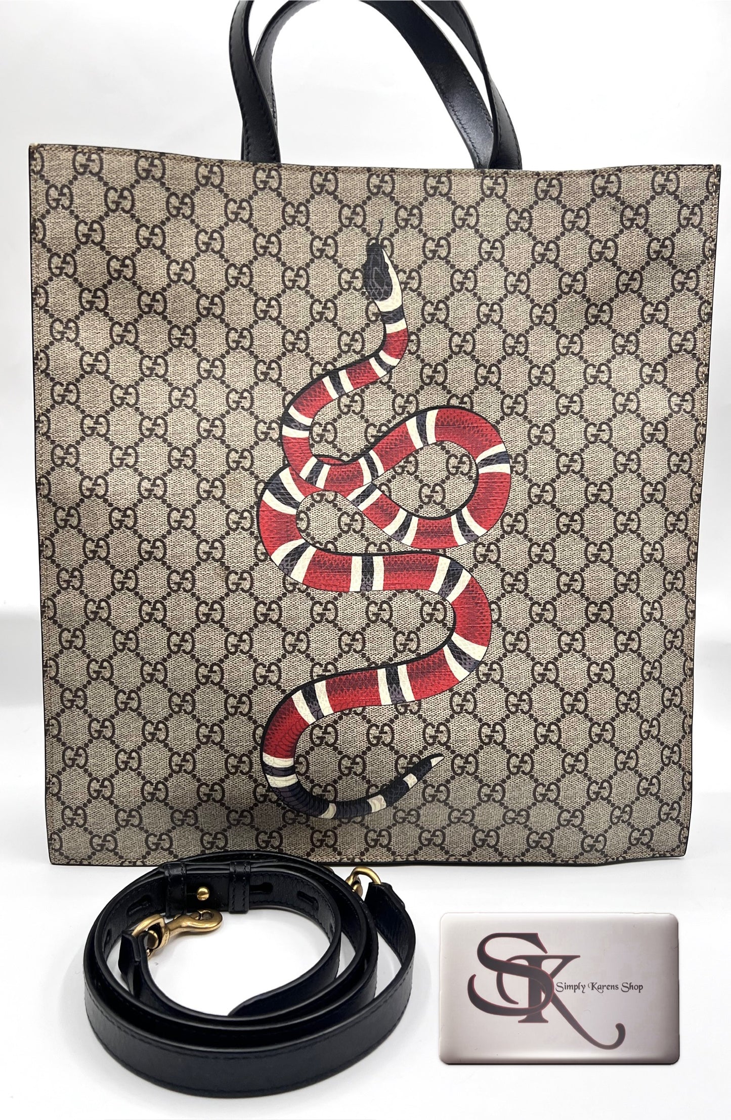 Gucci GG Supreme Coated Canvas King Snake Print Sac flat tote bag (🇵🇭P50,740)