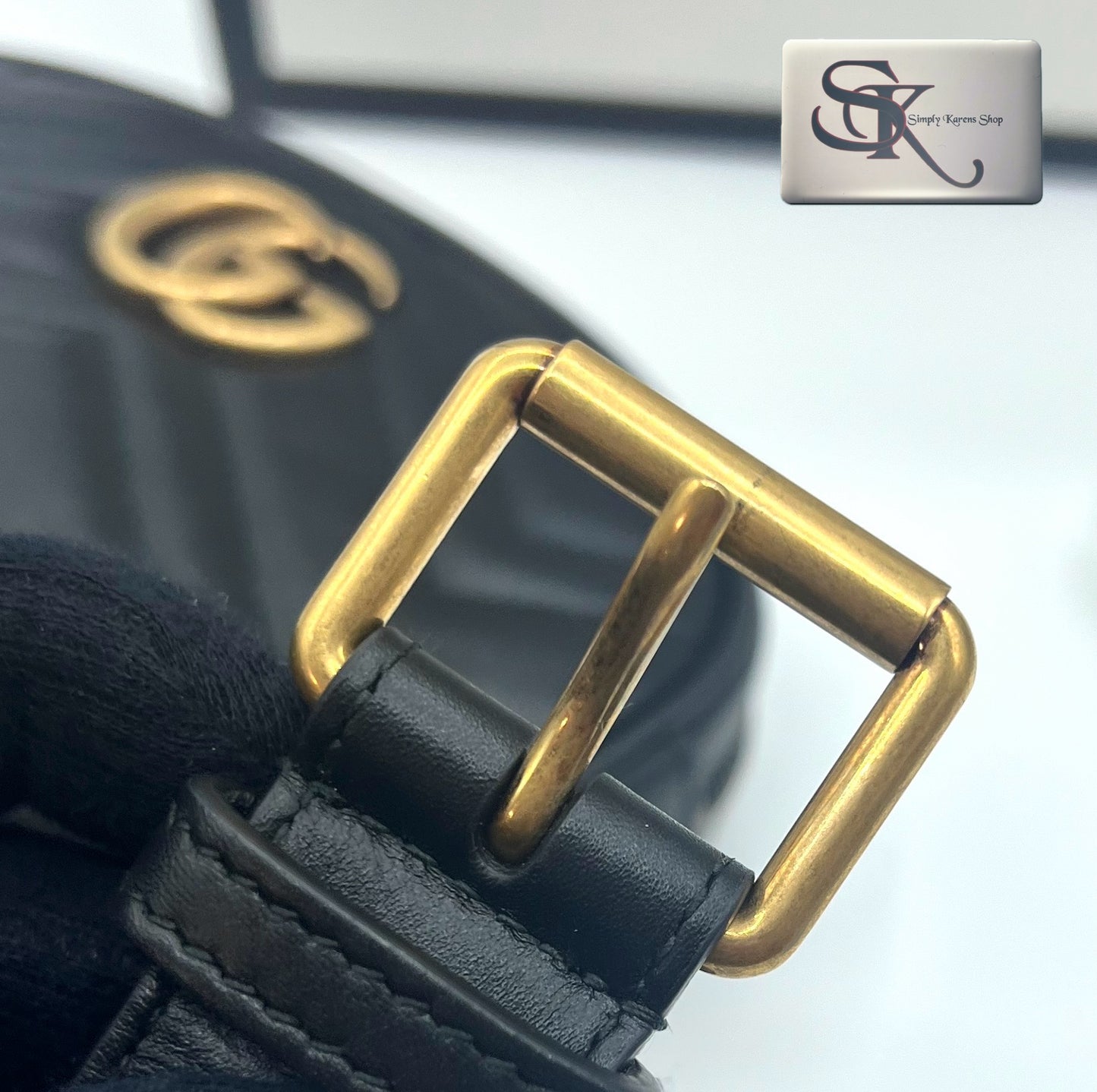 GUCCI MARMONT BLACK LEATHER BELT BAG SIZE 72 ~ 92 CM π΅πP32,200π΅π