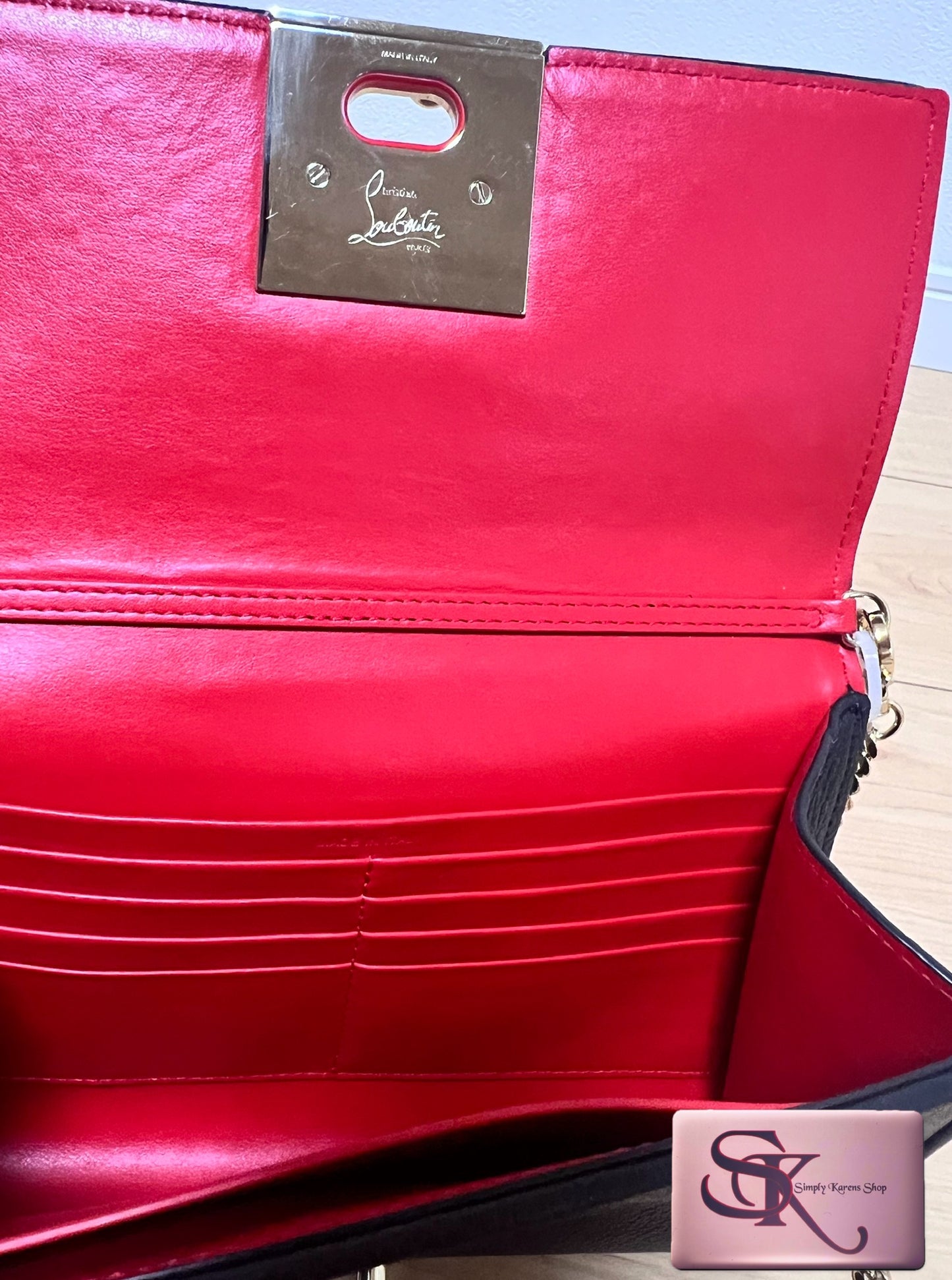 Christian Louboutin Carasky Empire Calfskin Leather clutch shoulder Crossbody Bag π΅πP37,600π΅π
