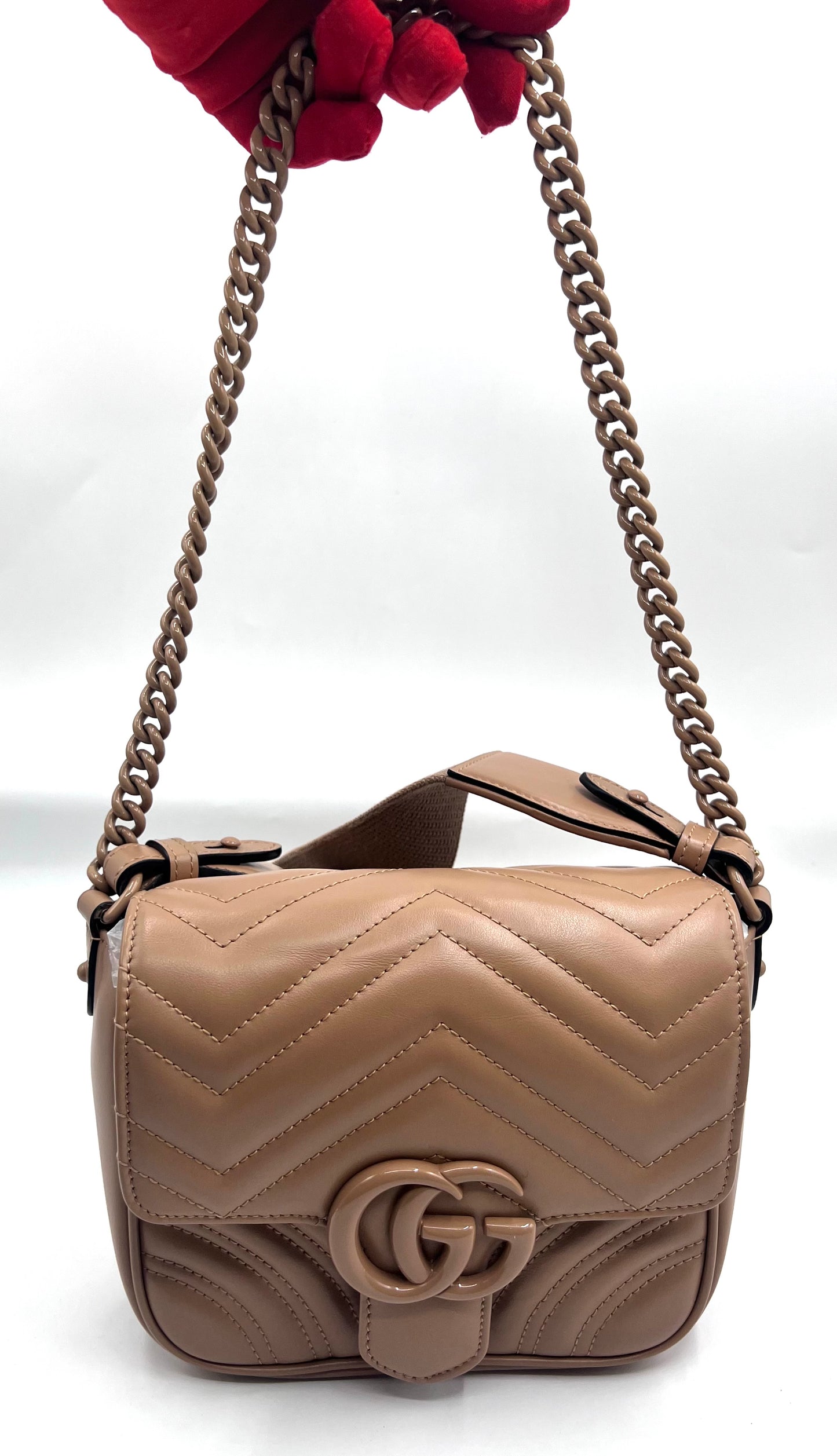 Gucci GG Marmont Neutral Mini Padded Crossbody Bag
