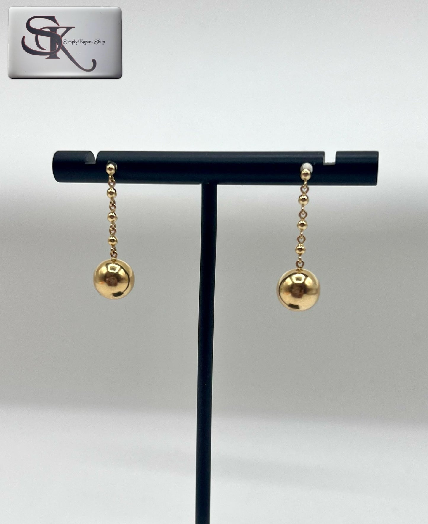 K18 yg drop golden ball earings 1.215g ๐ต๐ญP10,000 ๐ต๐ญ