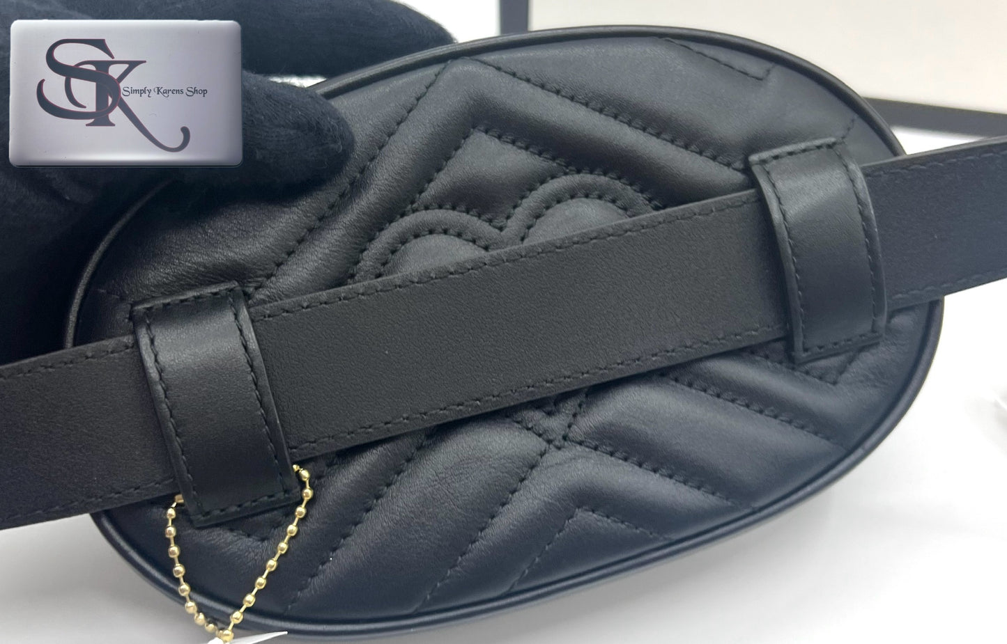 GUCCI MARMONT BLACK LEATHER BELT BAG SIZE 72 ~ 92 CM π΅πP32,200π΅π