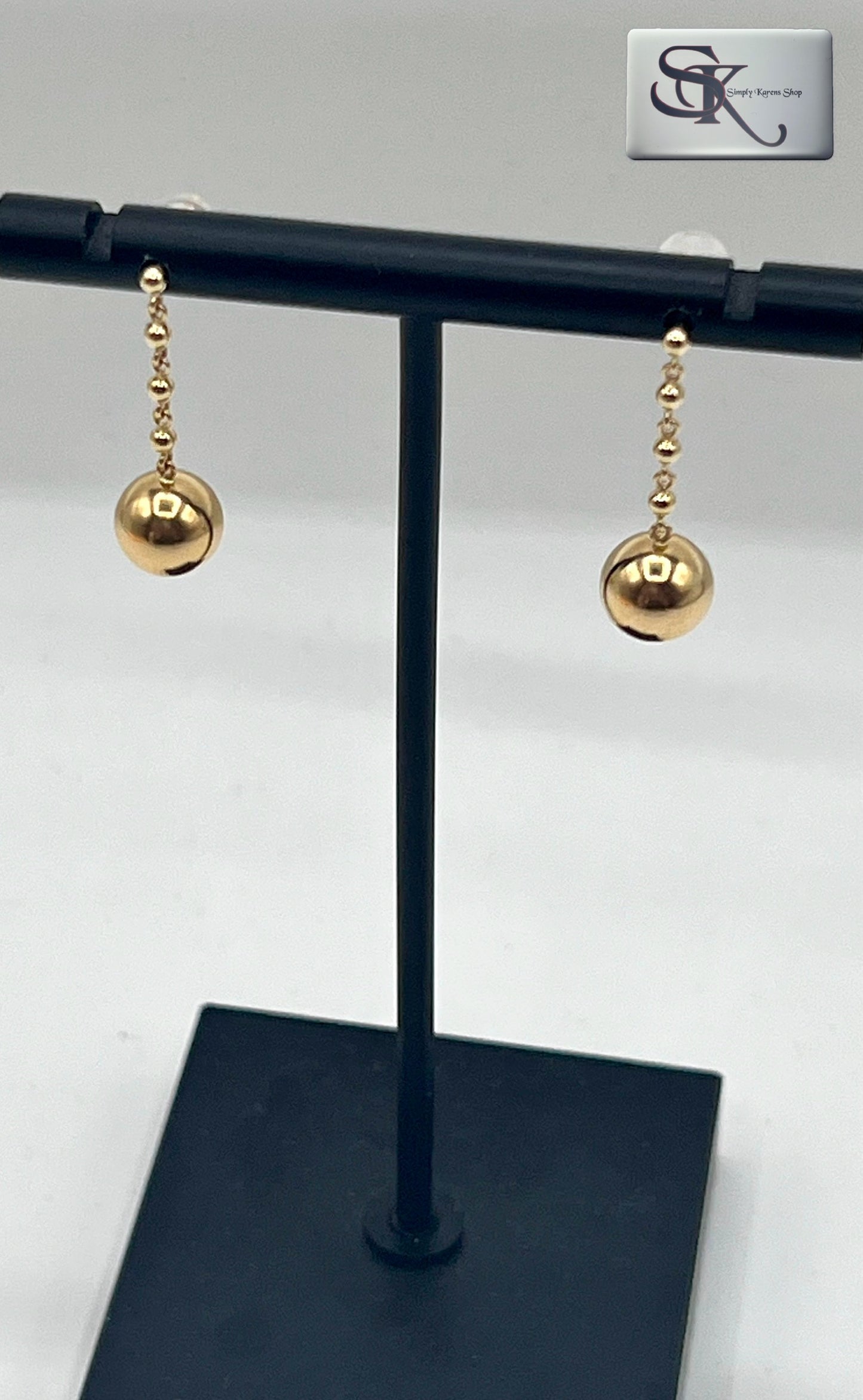 K18 yg drop golden ball earings 1.215g ๐ต๐ญP10,000 ๐ต๐ญ