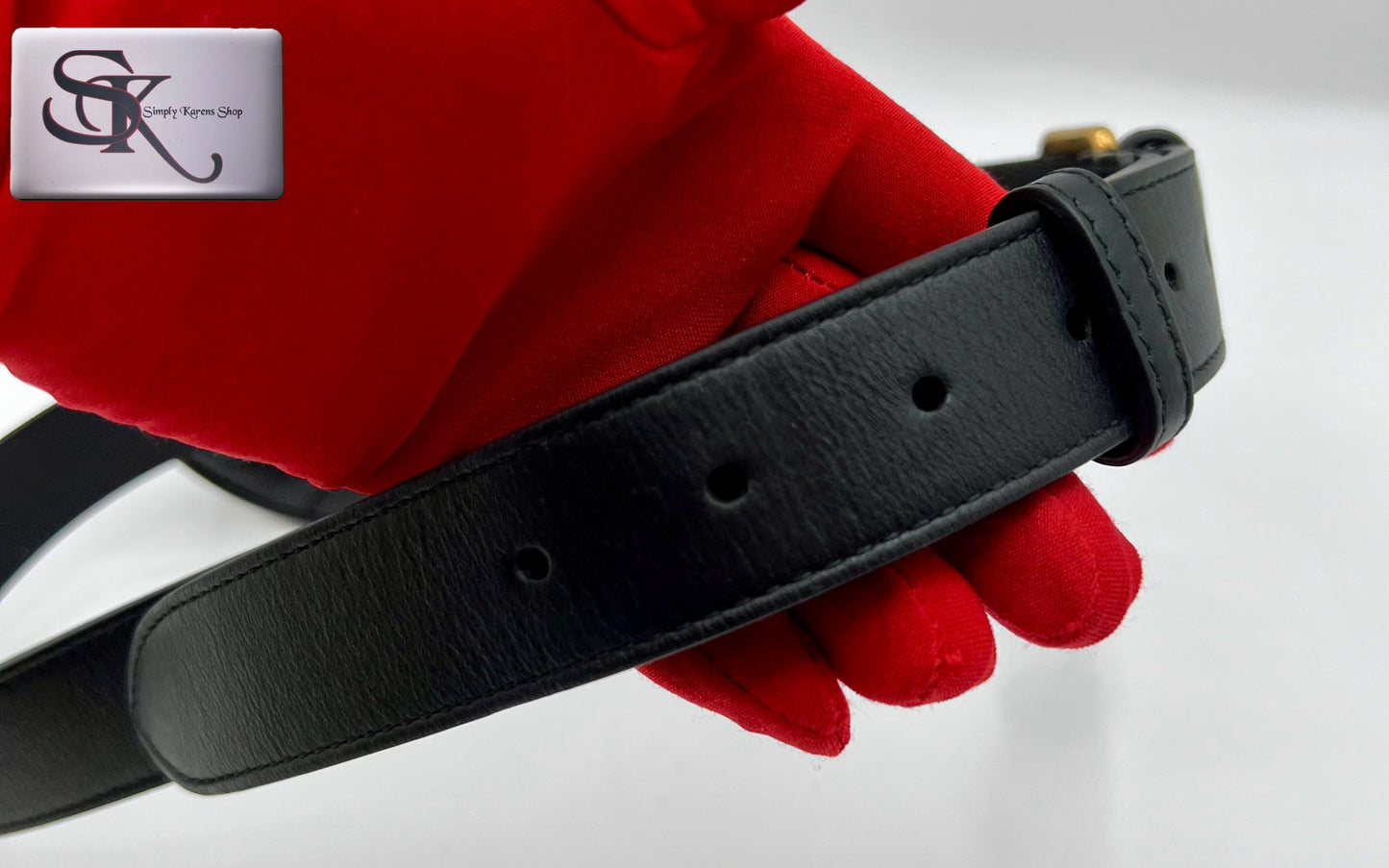 GUCCI MARMONT BLACK LEATHER BELT BAG SIZE 72 ~ 92 CM π΅πP32,200π΅π