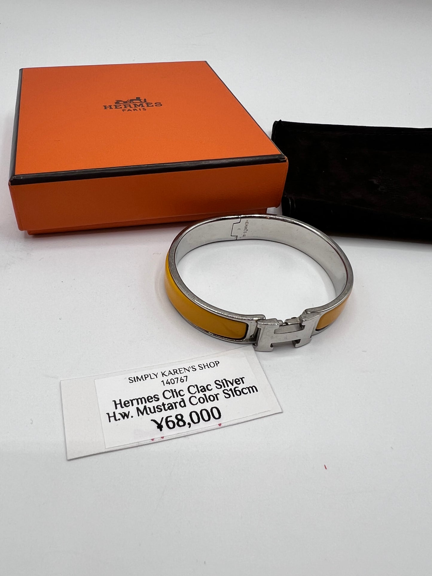 Hermes Cliclac bangle Silver hardware mustard Enamel Size 16cm (🇵🇭P29,240)