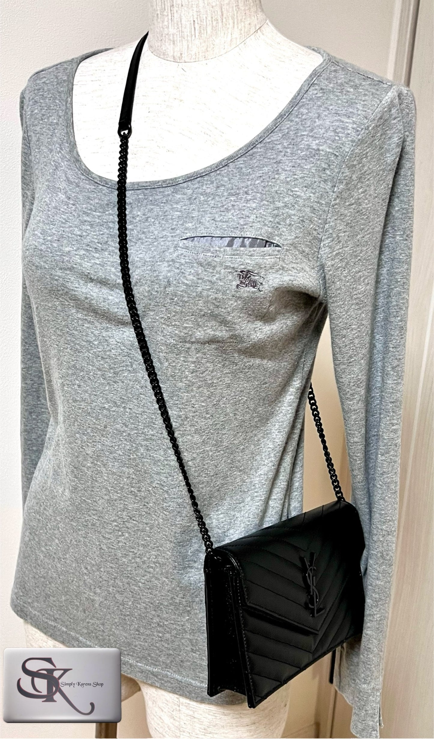 Ysl Cassandre Envelope Black on Black wallet on chain in grained leather π΅πP75,200π΅π