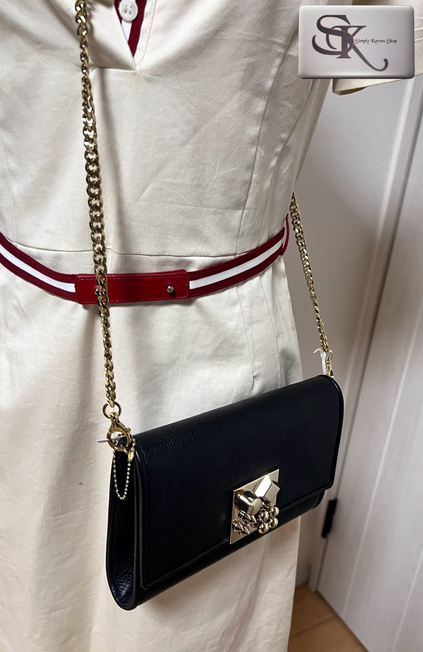 Christian Louboutin Carasky Empire Calfskin Leather clutch shoulder Crossbody Bag π΅πP37,600π΅π