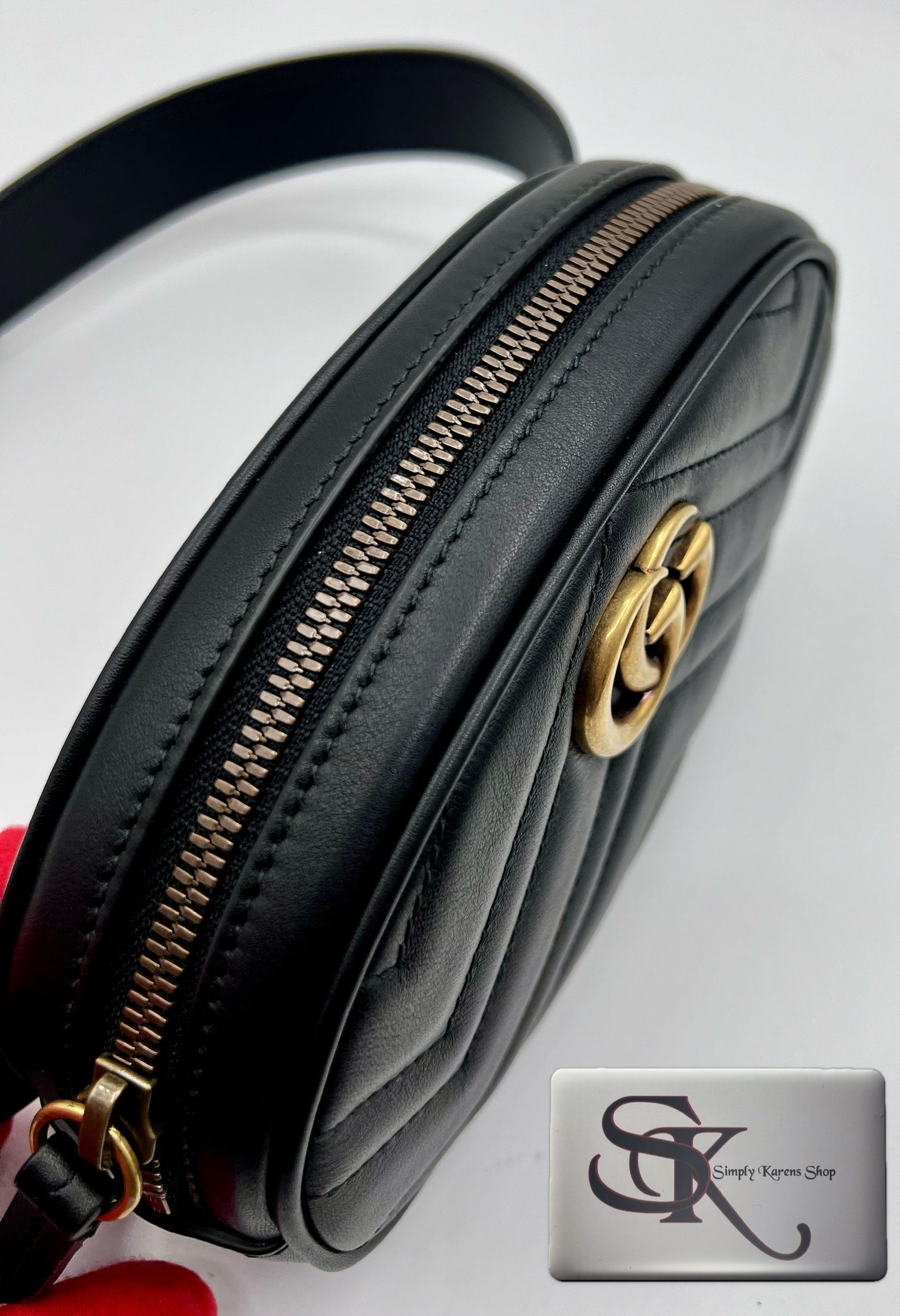 GUCCI MARMONT BLACK LEATHER BELT BAG SIZE 72 ~ 92 CM π΅πP32,200π΅π
