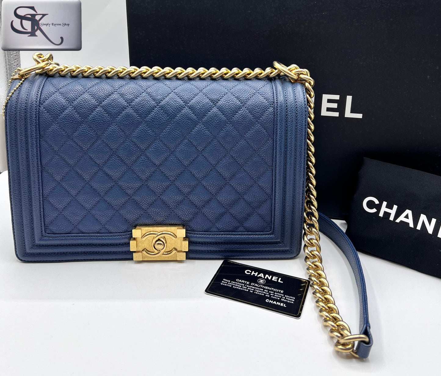 Chanel Caviar Leboy Navy Blue New Medium G.H. (🇵🇭P344,000)