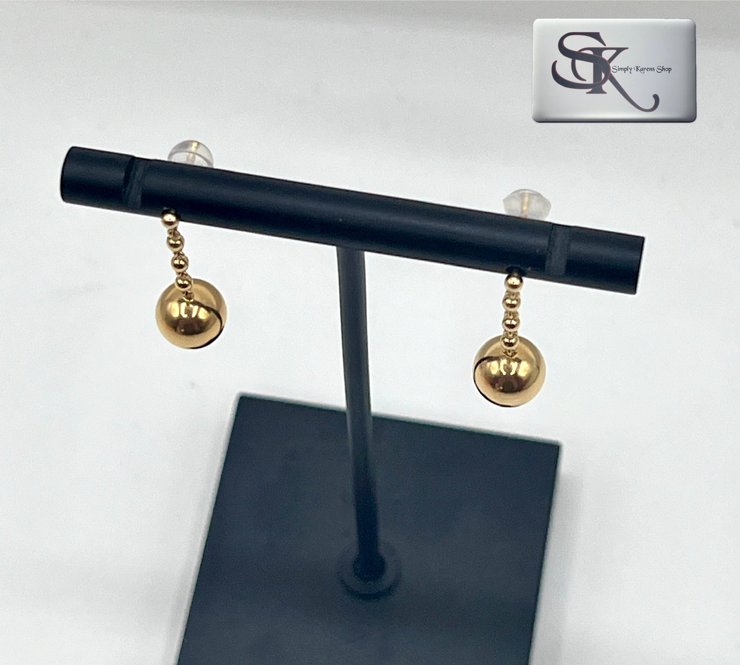 K18 yg drop golden ball earings 1.215g ๐ต๐ญP10,000 ๐ต๐ญ