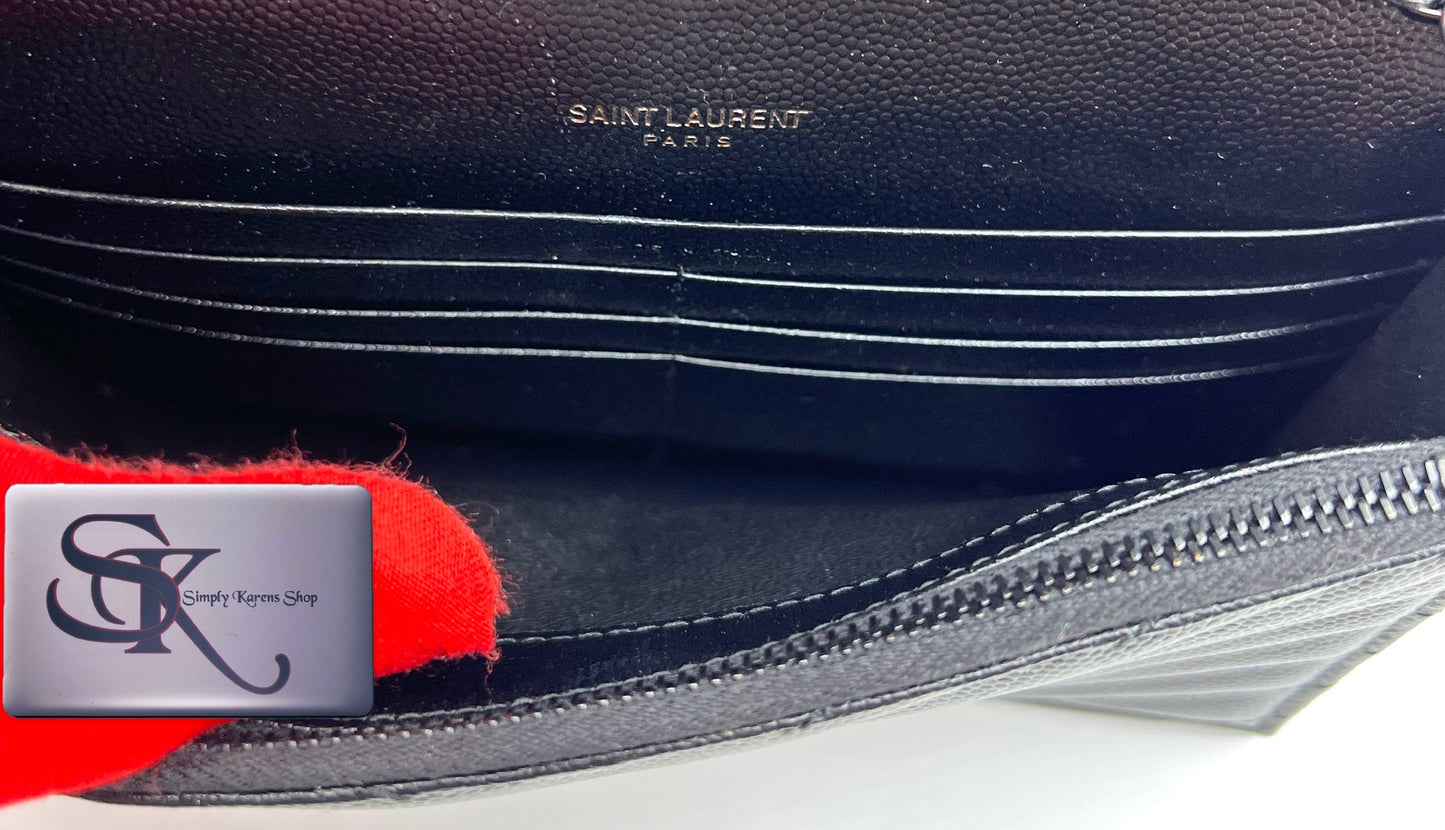 Ysl Cassandre Envelope Black on Black wallet on chain in grained leather π΅πP75,200π΅π
