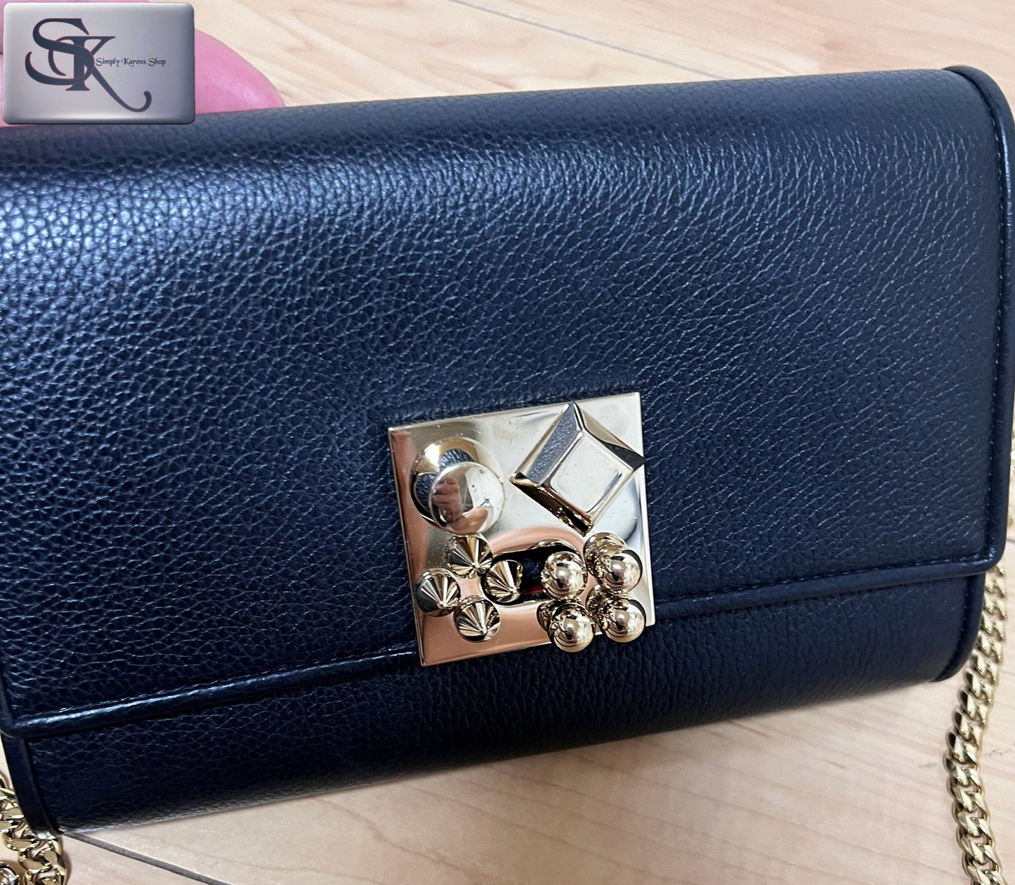 Christian Louboutin Carasky Empire Calfskin Leather clutch shoulder Crossbody Bag π΅πP37,600π΅π