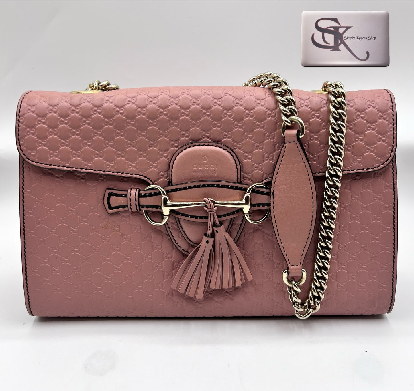 Gucci Guccissima Horsebit Emily Shoulder Bag MM Blush Pink (🇵🇭P42,140)