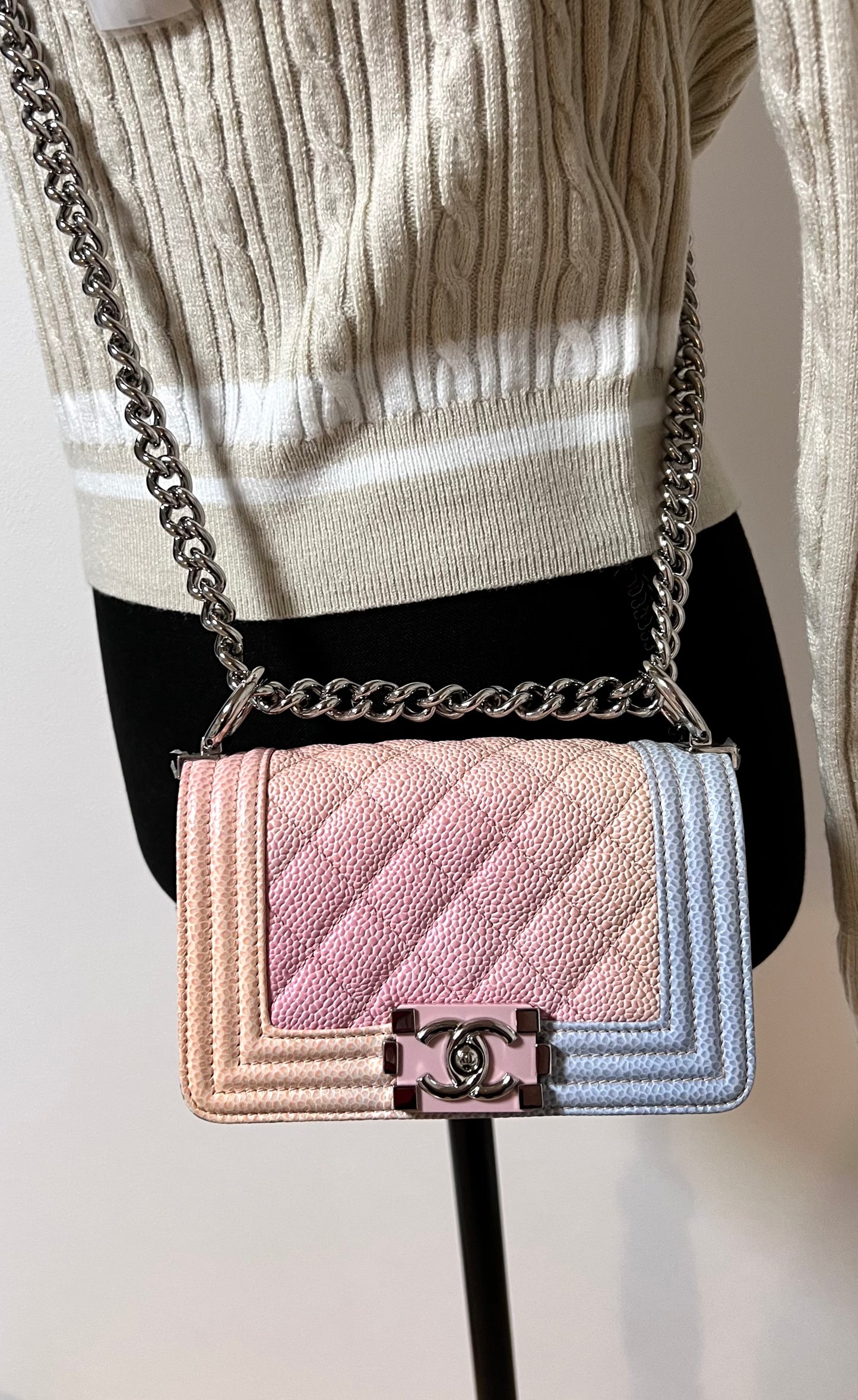 Chanel Leboy mini Rainbow Caviar Skin Flap chain Bag