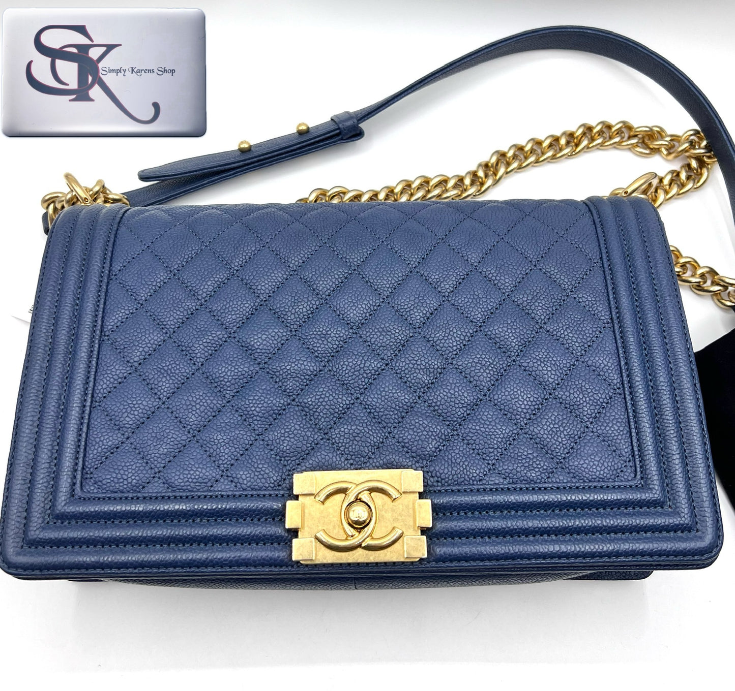 Chanel Caviar Leboy Navy Blue New Medium G.H. (🇵🇭P344,000)