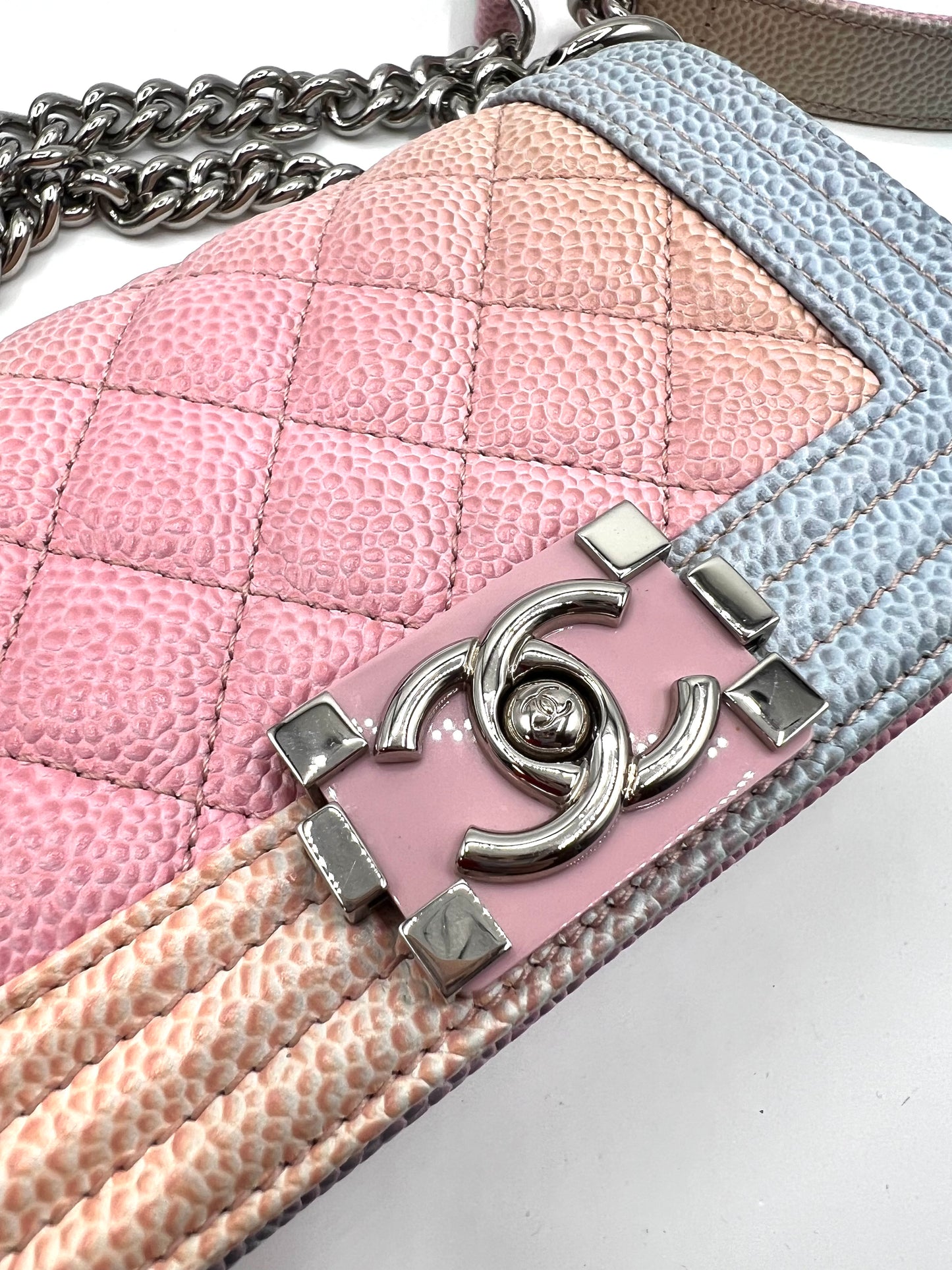 Chanel Leboy mini Rainbow Caviar Skin Flap chain Bag