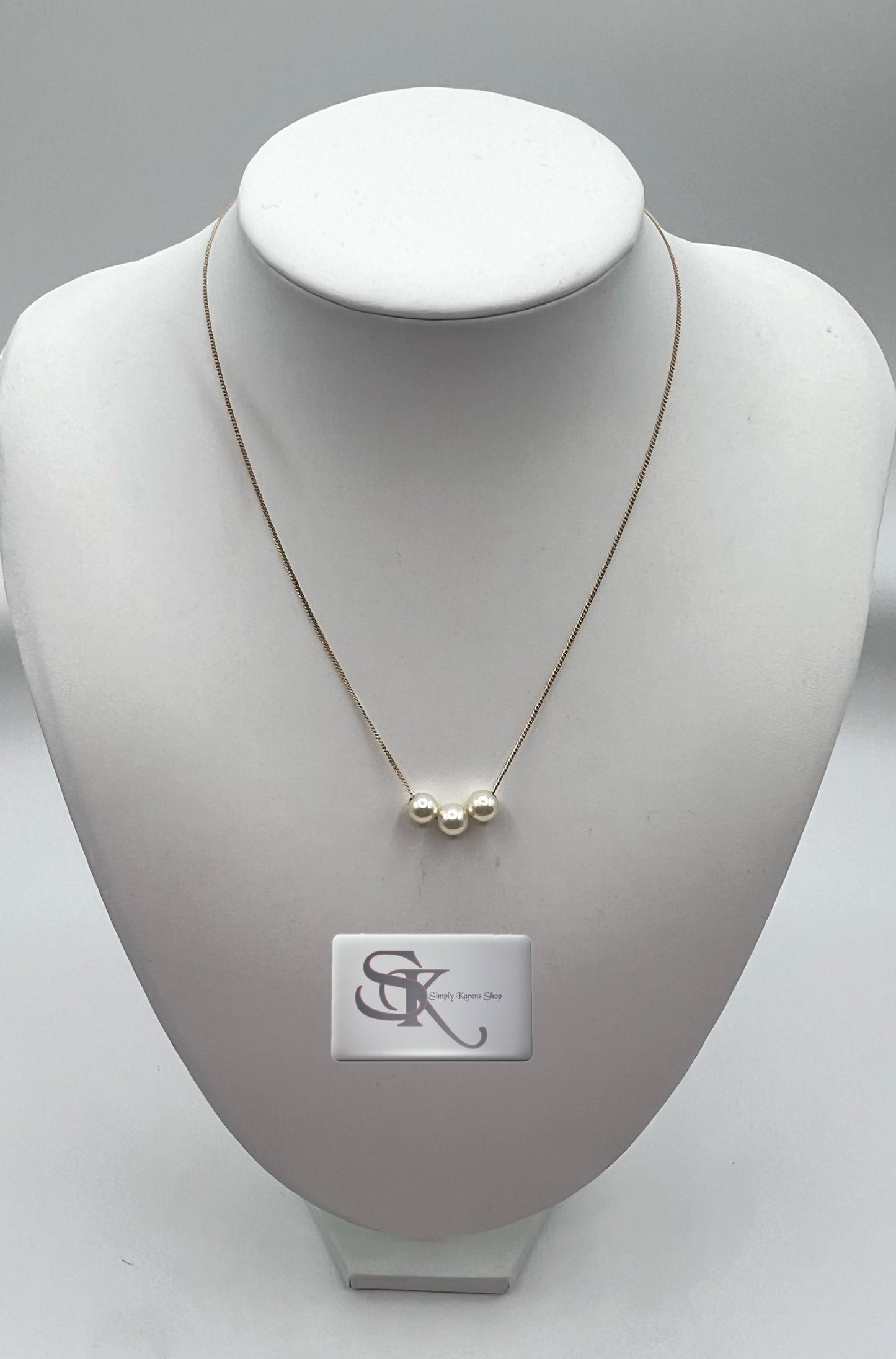 K18 3 Floating Akoya Pearl 2.81 grams / 40cm