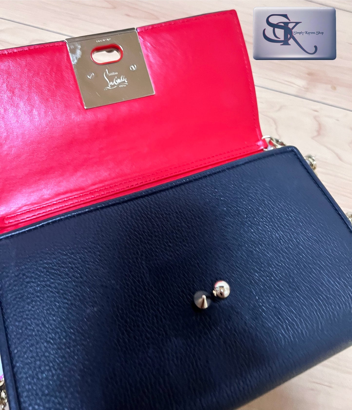Christian Louboutin Carasky Empire Calfskin Leather clutch shoulder Crossbody Bag π΅πP37,600π΅π
