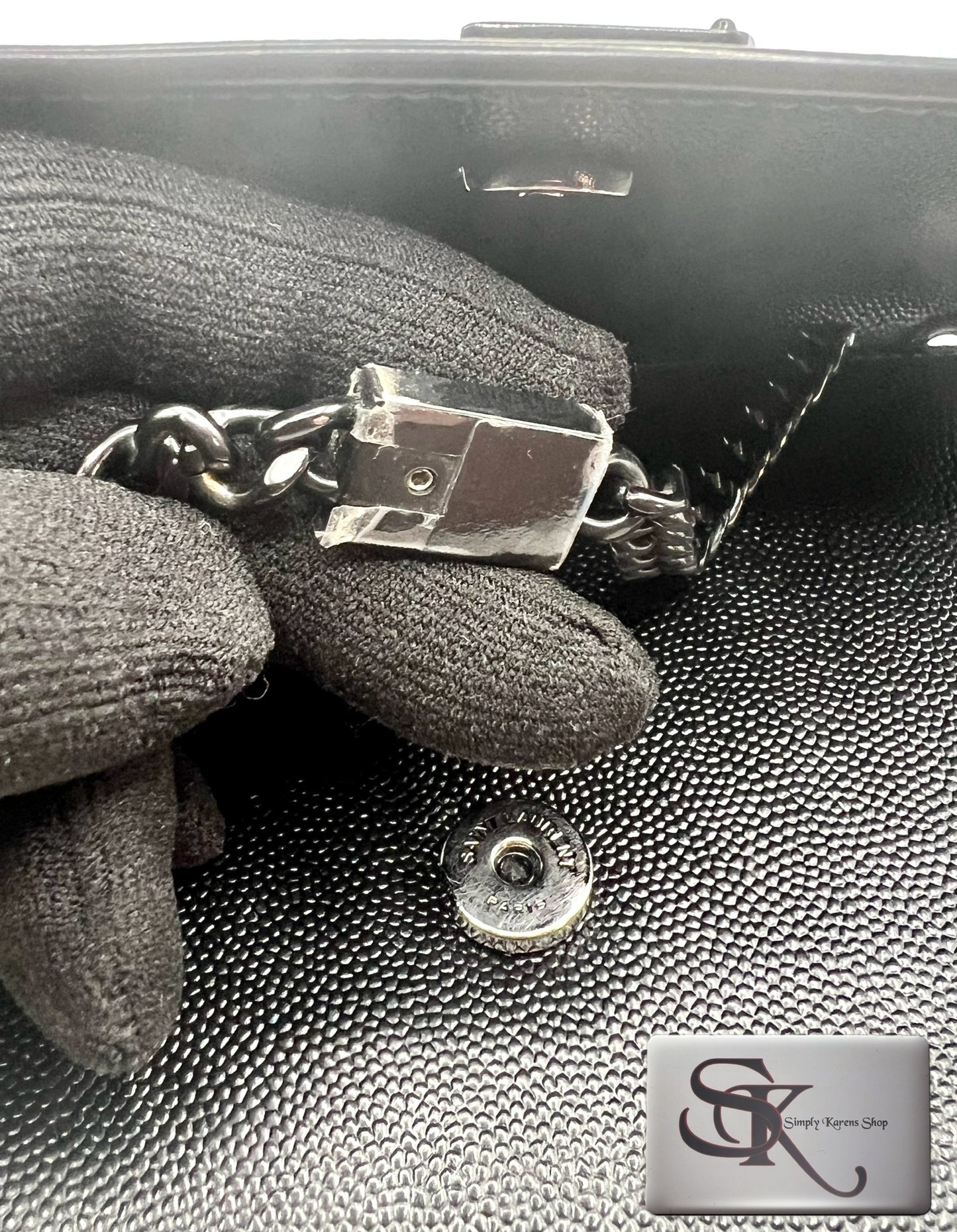 Ysl Kate Satchel So Black Grain De Poudre Pm Flap chain Bag