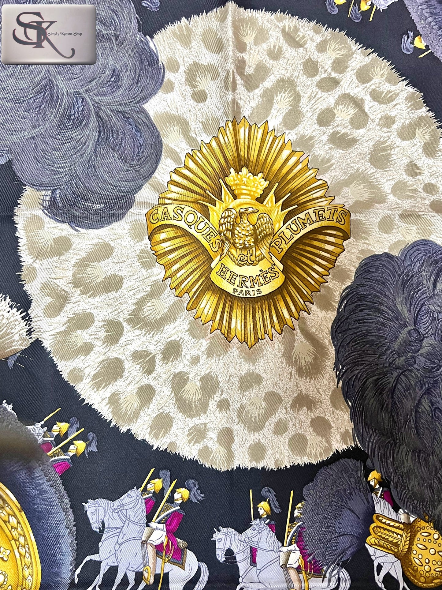 Hermes Silk Scarf Helmet and Feather Motif 90 X 90 (🇵🇭P10,320)