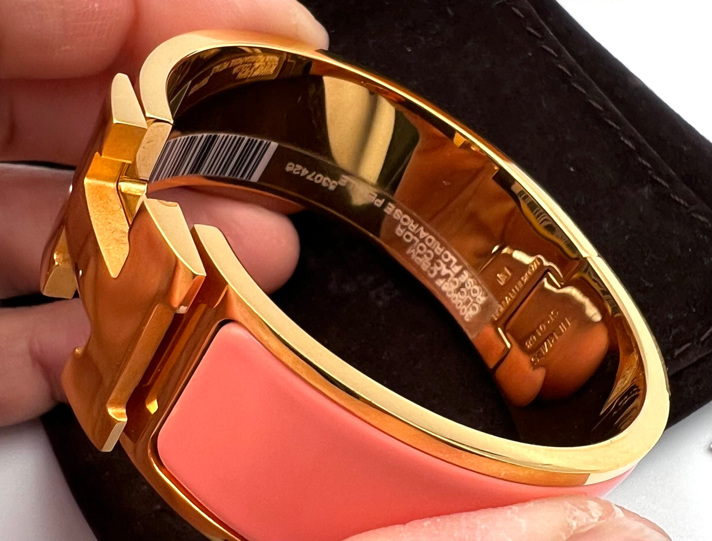 Hermes Clic Clac Wide Rose florida / Rose Petale 2 Tone enamel Pm size /16cm (🇵🇭P37,840)
