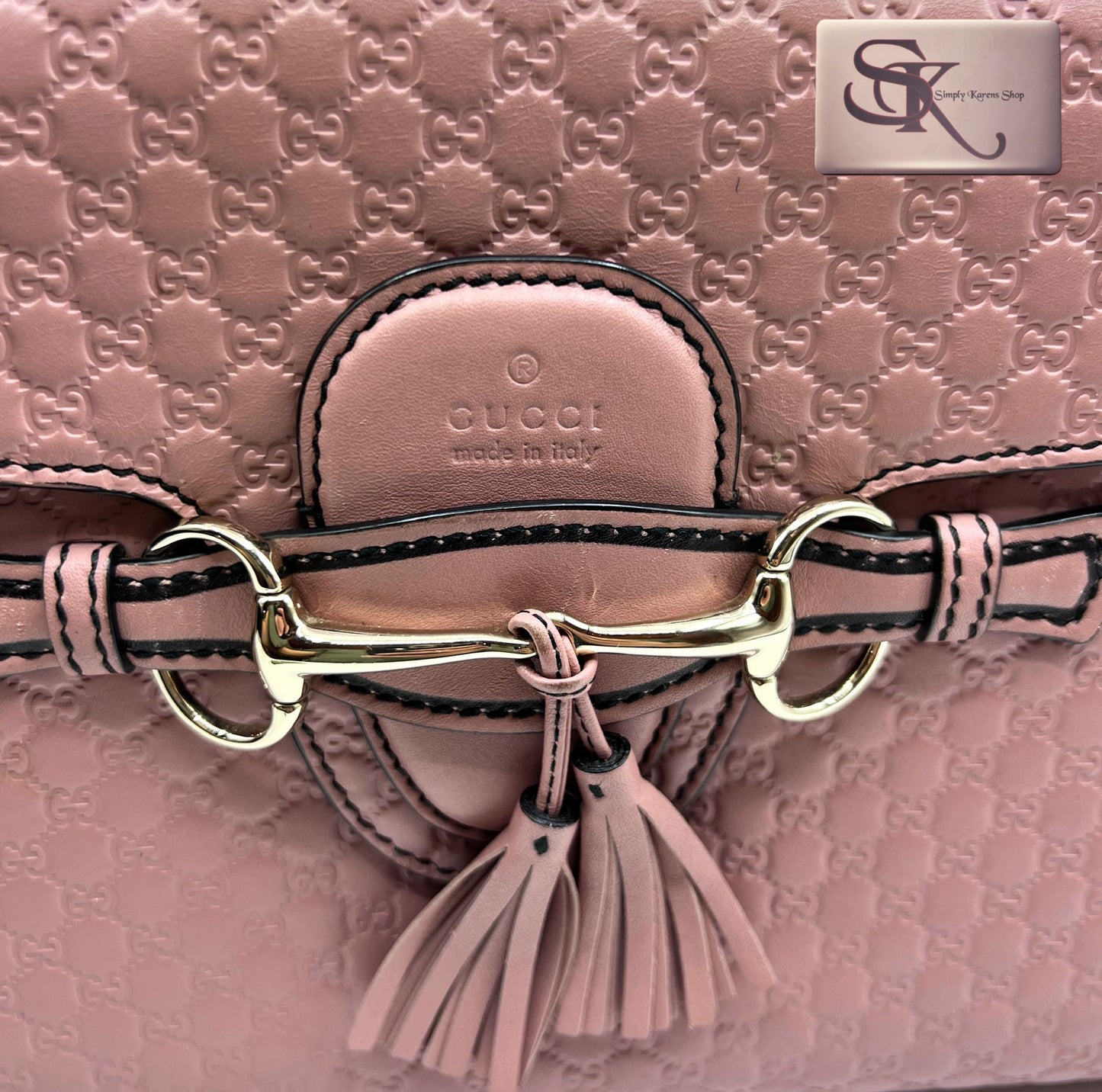Gucci Guccissima Horsebit Emily Shoulder Bag MM Blush Pink (🇵🇭P42,140)