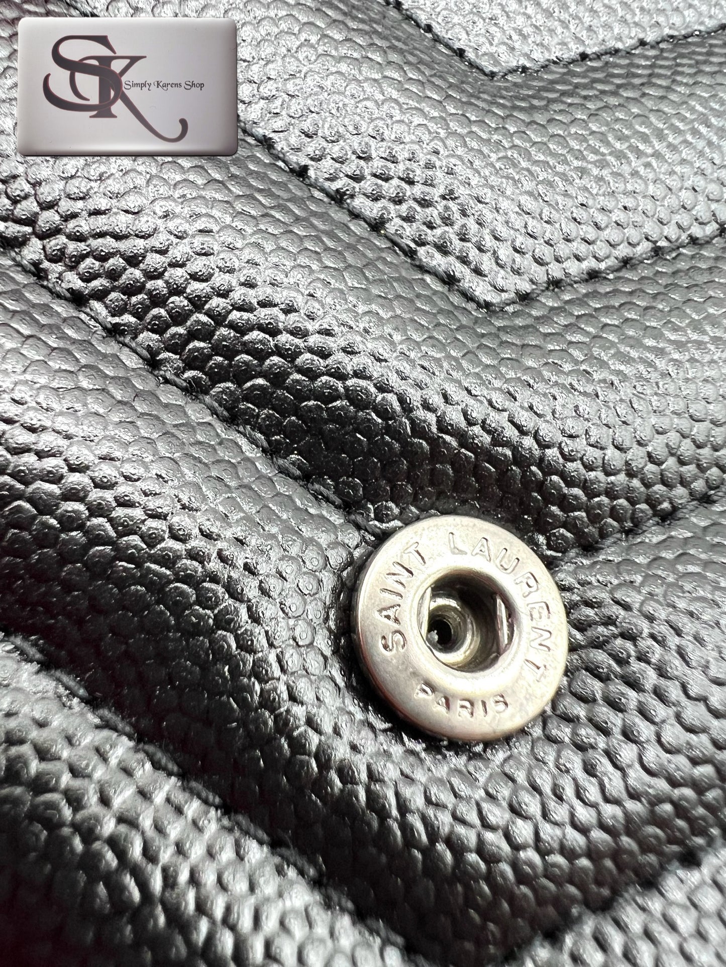 Ysl Cassandre Envelope Black on Black wallet on chain in grained leather π΅πP75,200π΅π