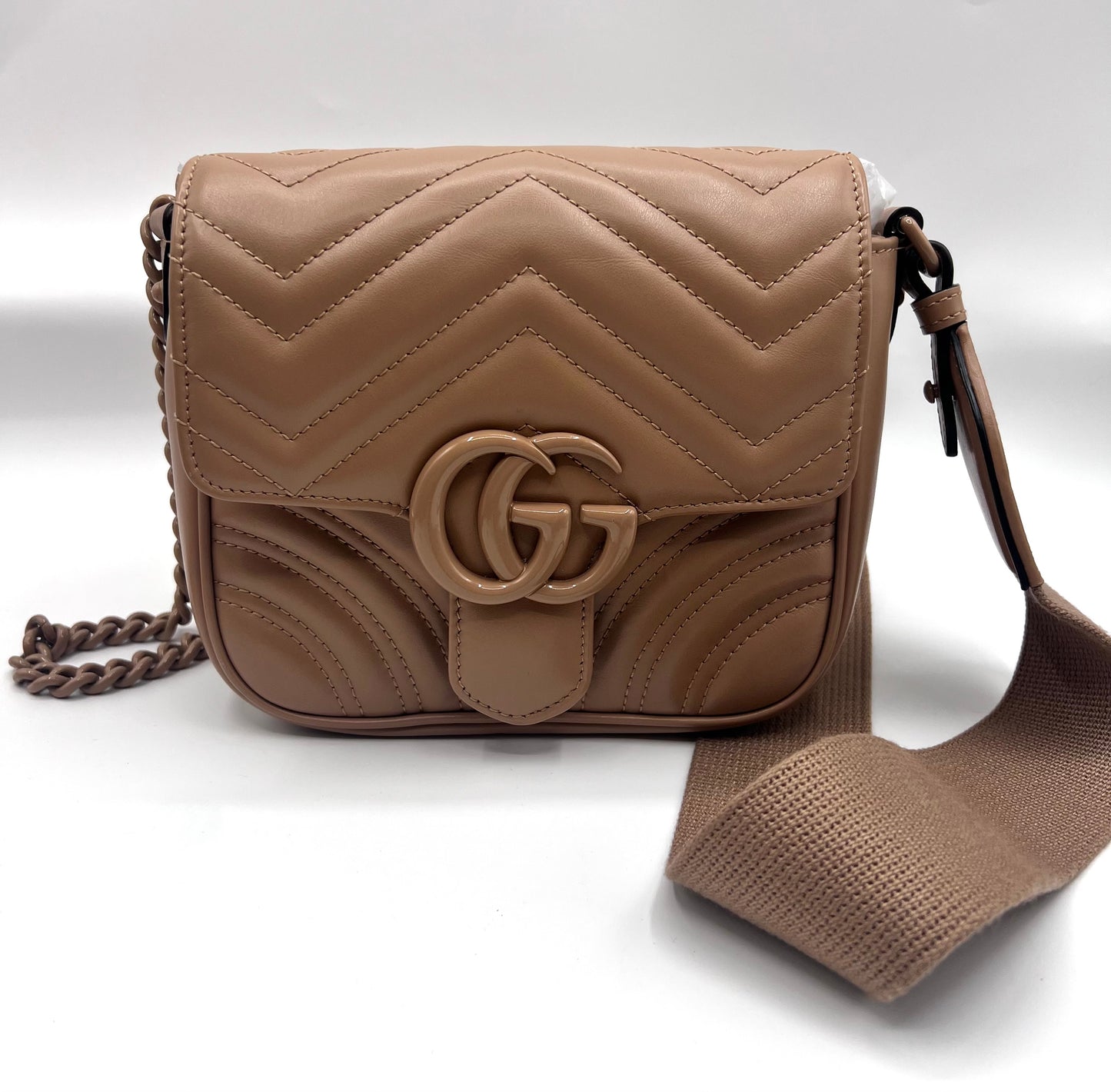 Gucci GG Marmont Neutral Mini Padded Crossbody Bag