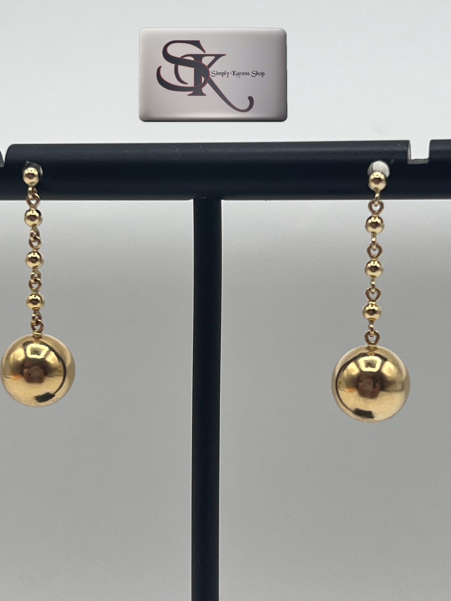 K18 yg drop golden ball earings 1.215g ๐ต๐ญP10,000 ๐ต๐ญ
