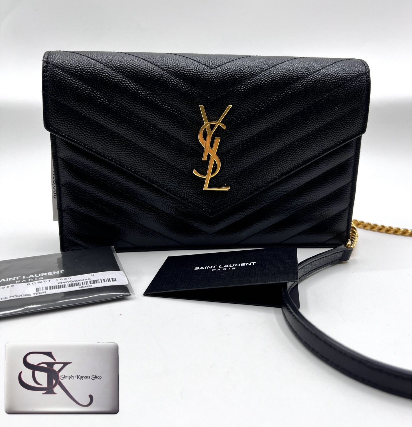 Yves Saint Laurent Cassandre Envelope wallet on chain S19 X13 Cm (🇵🇭P72,240)