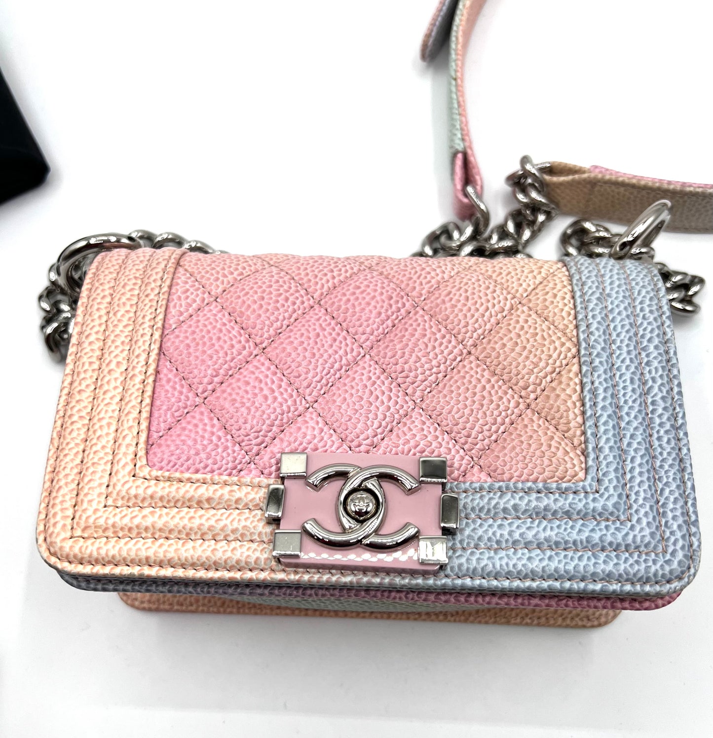 Chanel Leboy mini Rainbow Caviar Skin Flap chain Bag