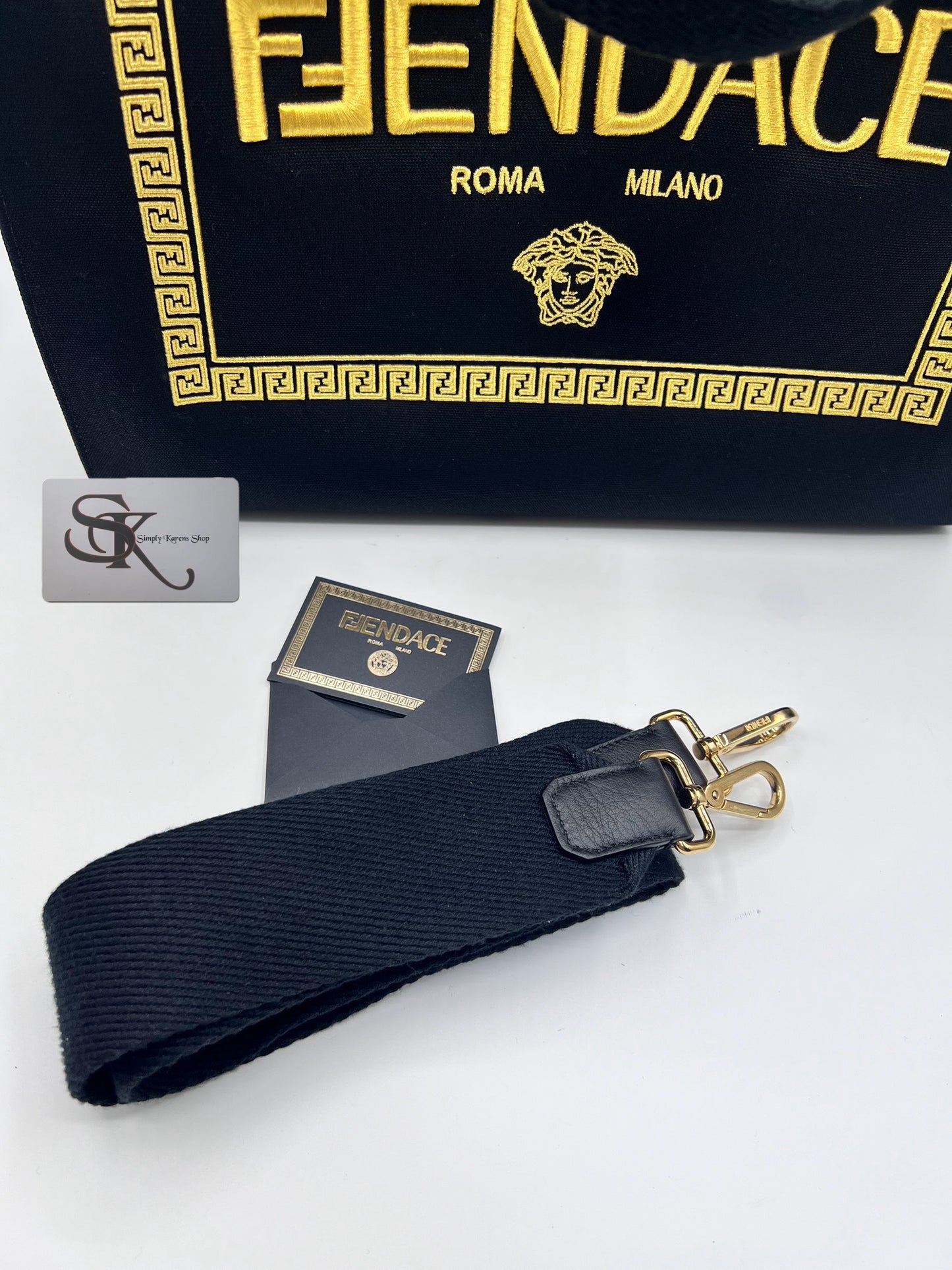 FENDI X VERSACE CANVAS FENDACE LOGO SHOPPING 2 WAY BAG
