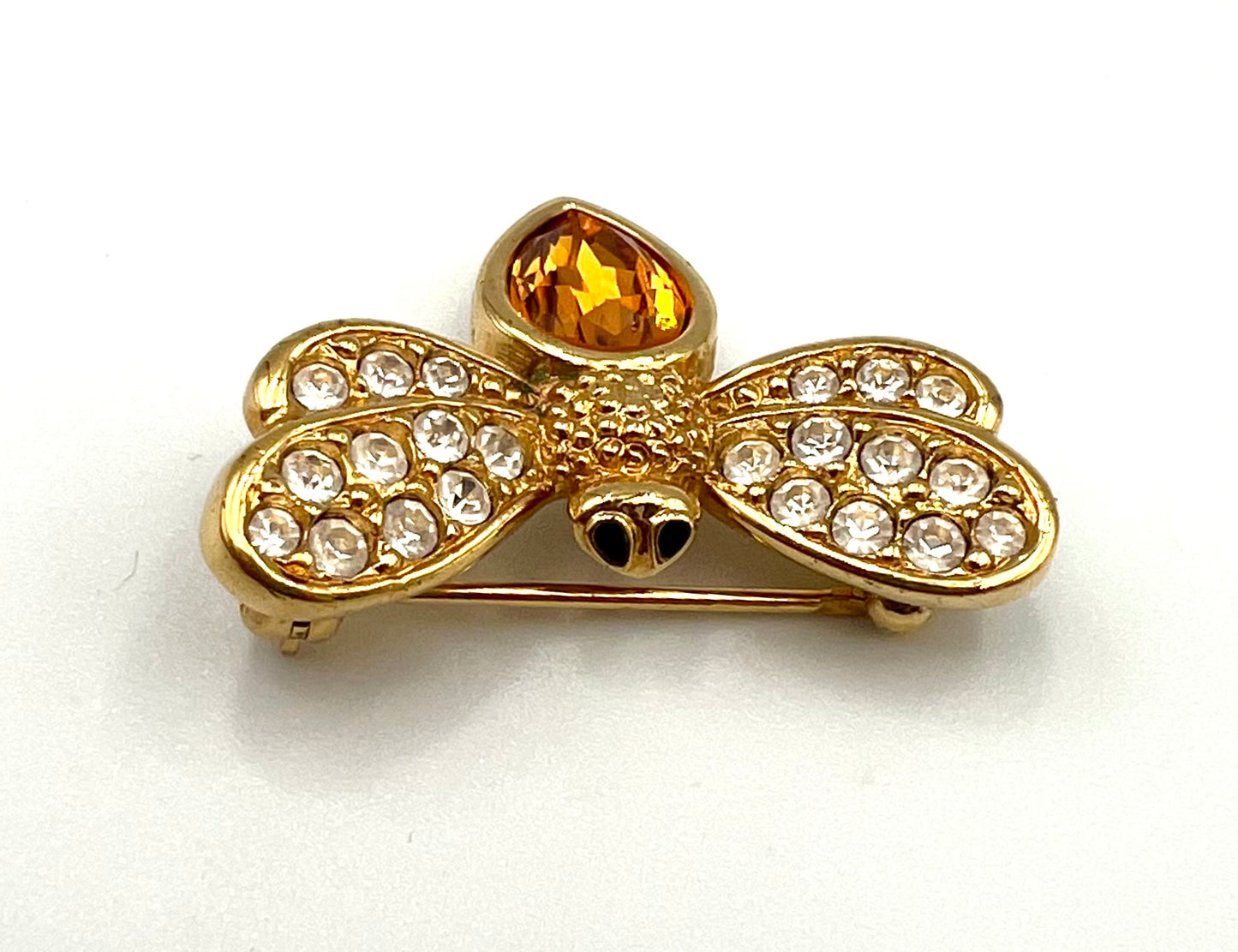 Swarovski Gold Tone Amber Topaz Crystal bee Brooch 31mm (🇵🇭P4,300)
