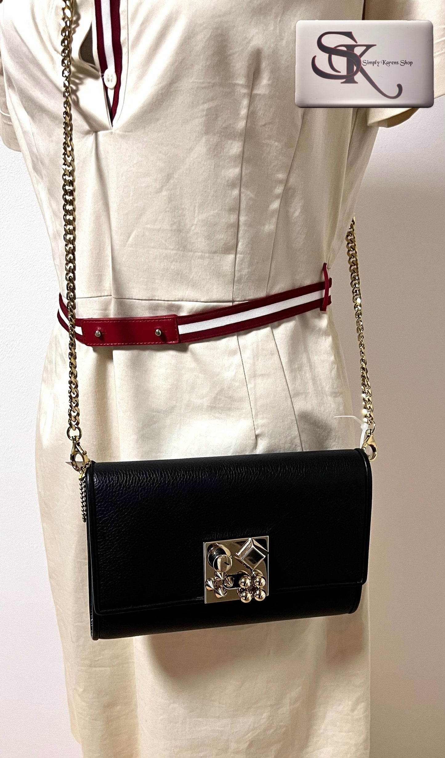 Christian Louboutin Carasky Empire Calfskin Leather clutch shoulder Crossbody Bag π΅πP37,600π΅π