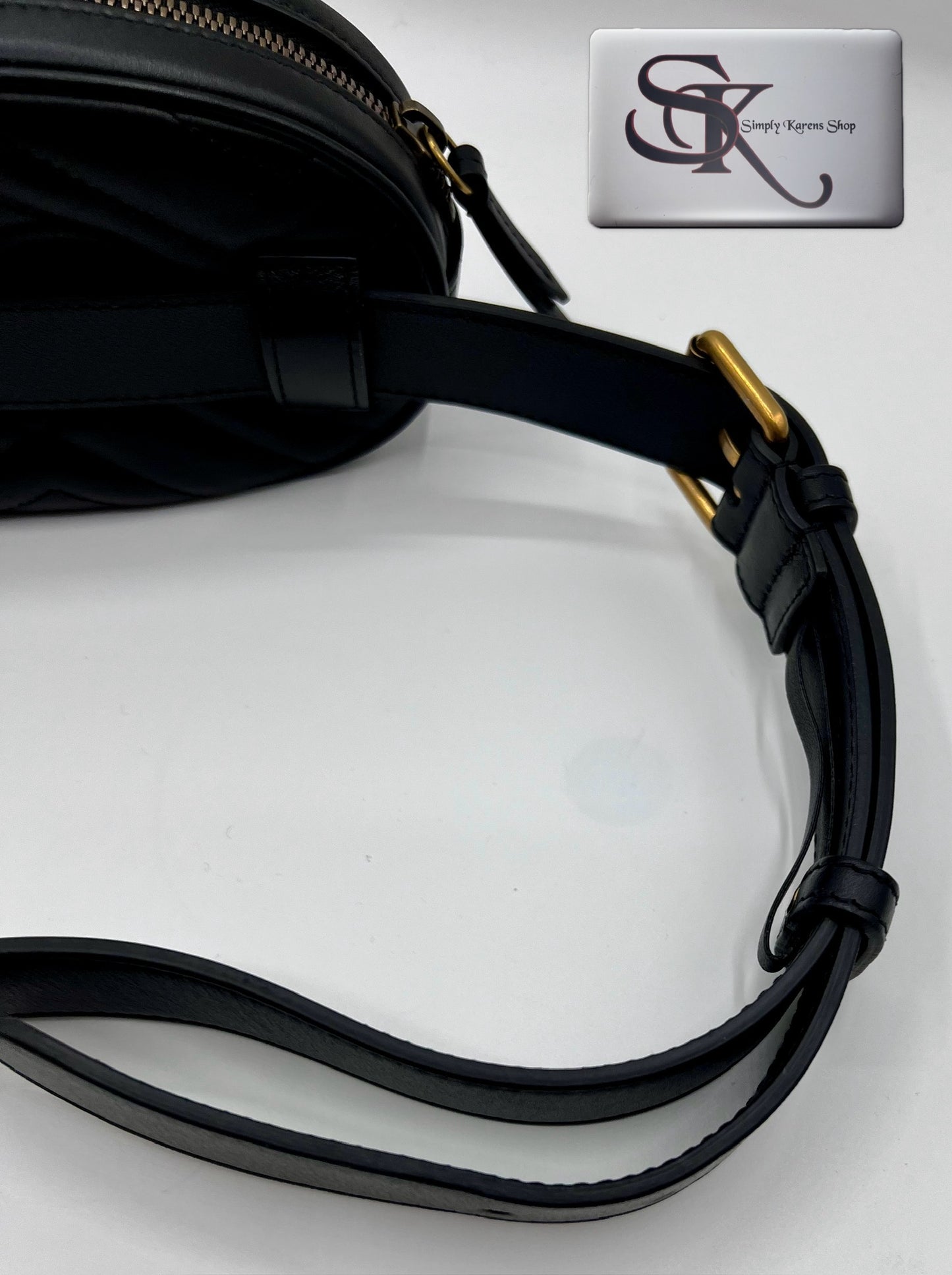 GUCCI MARMONT BLACK LEATHER BELT BAG SIZE 72 ~ 92 CM π΅πP32,200π΅π