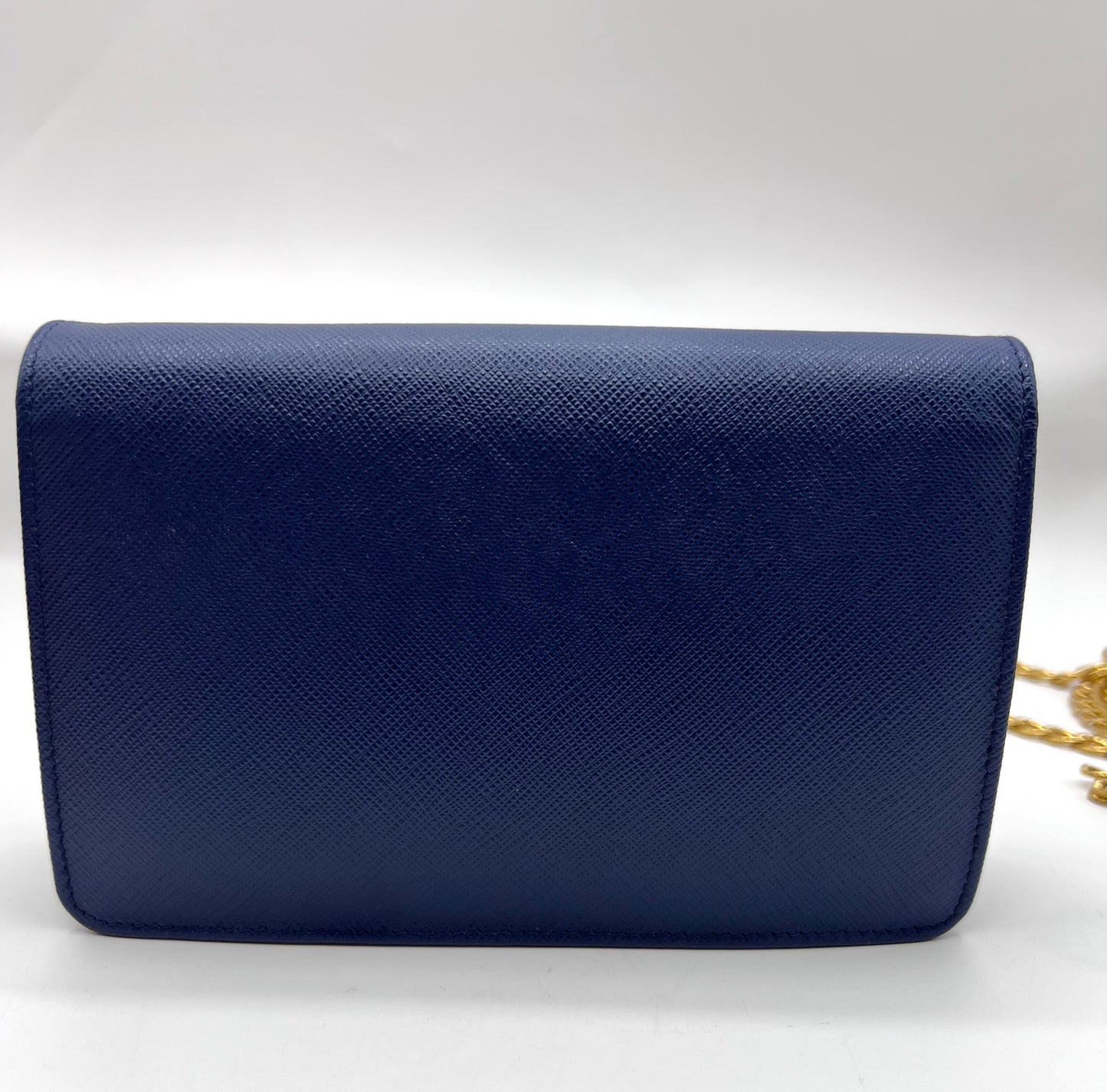 Prada Saffiano Blue Mini wallet on Chain G.H.