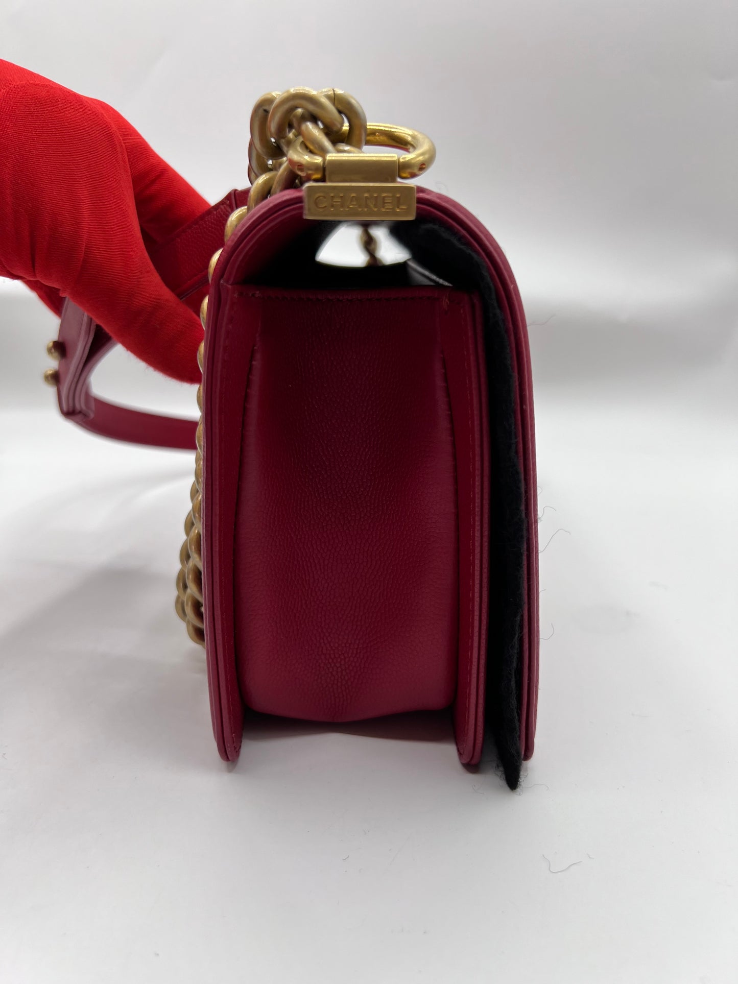 Chanel Caviar red Leboy Old Medium GHW