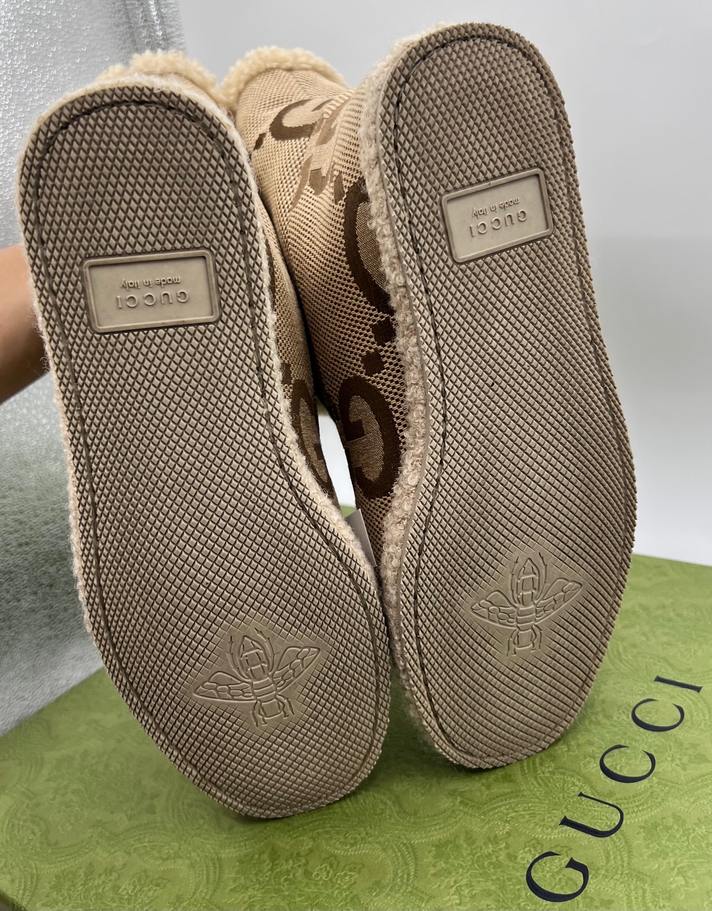 Gucci Horsebit GG Canvas Wool Ankle Boots S37