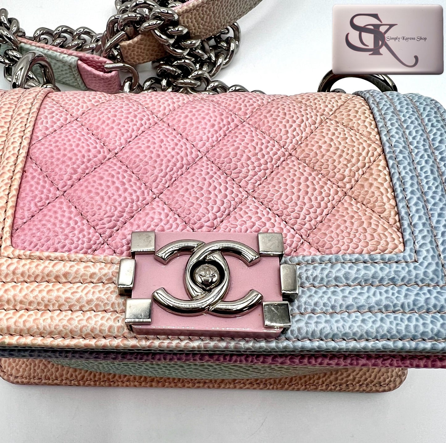 Chanel Leboy mini Rainbow Caviar Skin Flap chain Bag