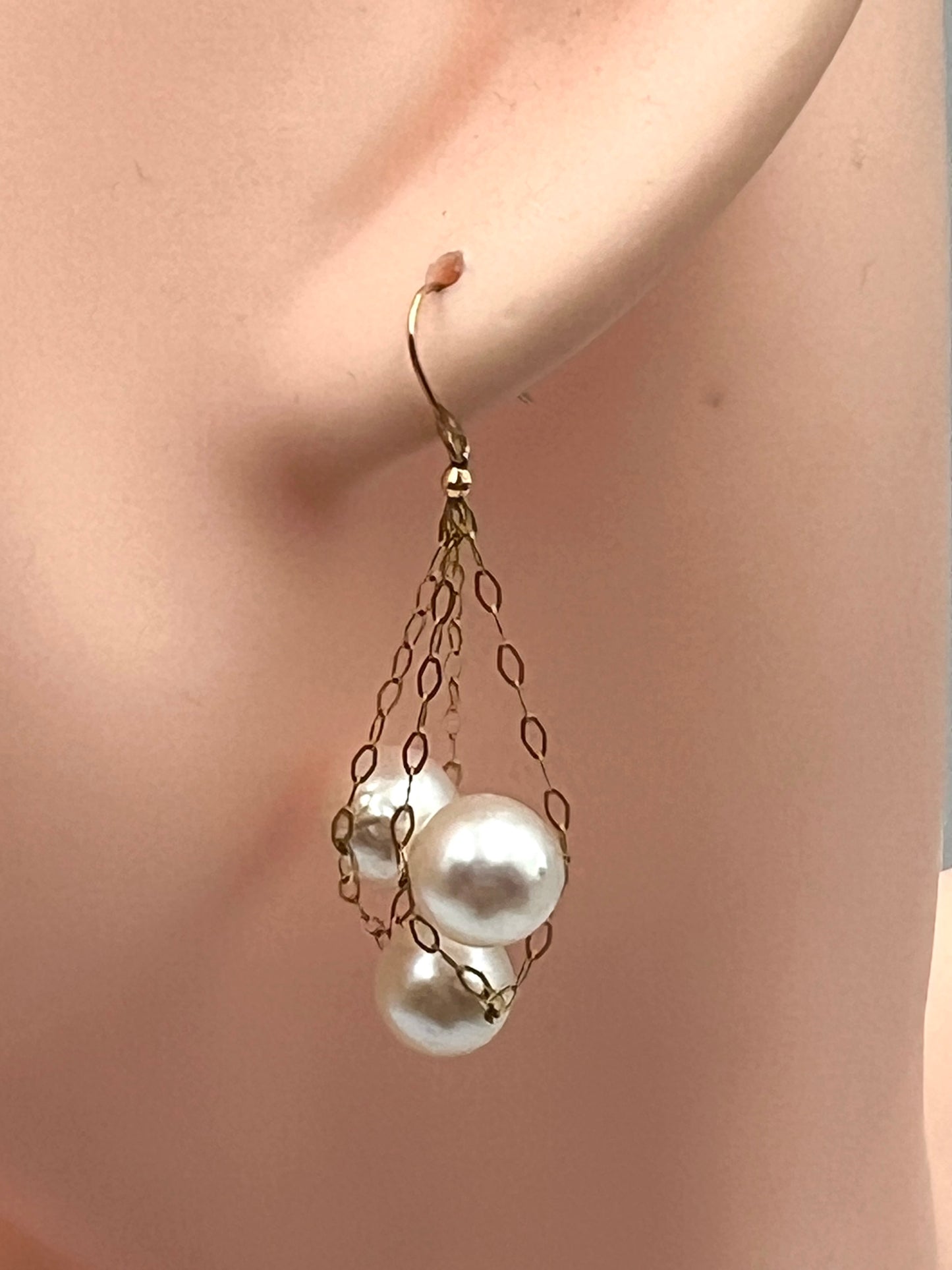 K18 Jp Gold Akoya Pearl Drop earings 7~7.5mm 3.8grms      (🇵🇭P24,510)