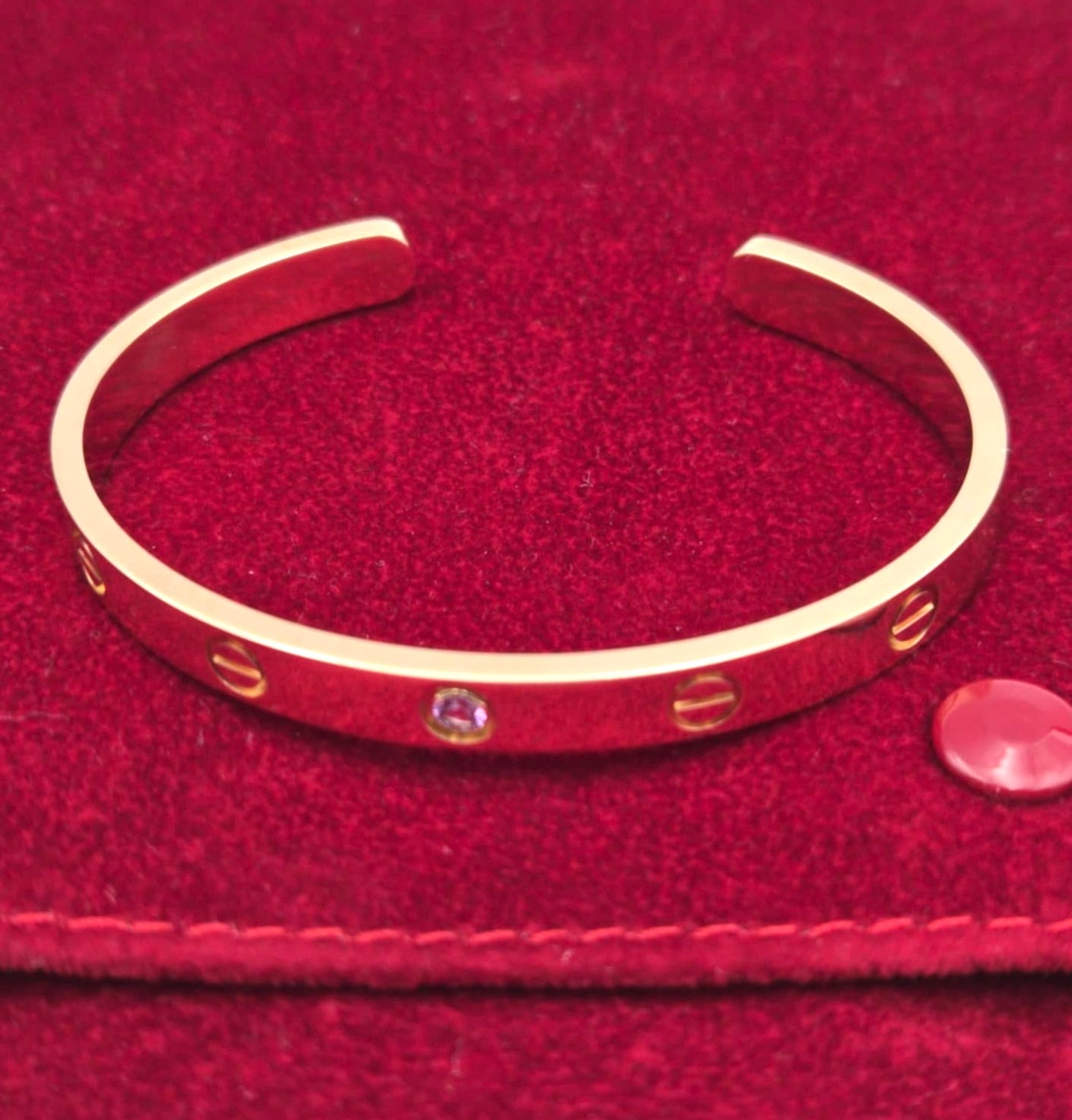 Cartier Love cuff Bracelet 18K  Pink Gold w/ Pink Sapphire 25.68g 16cm