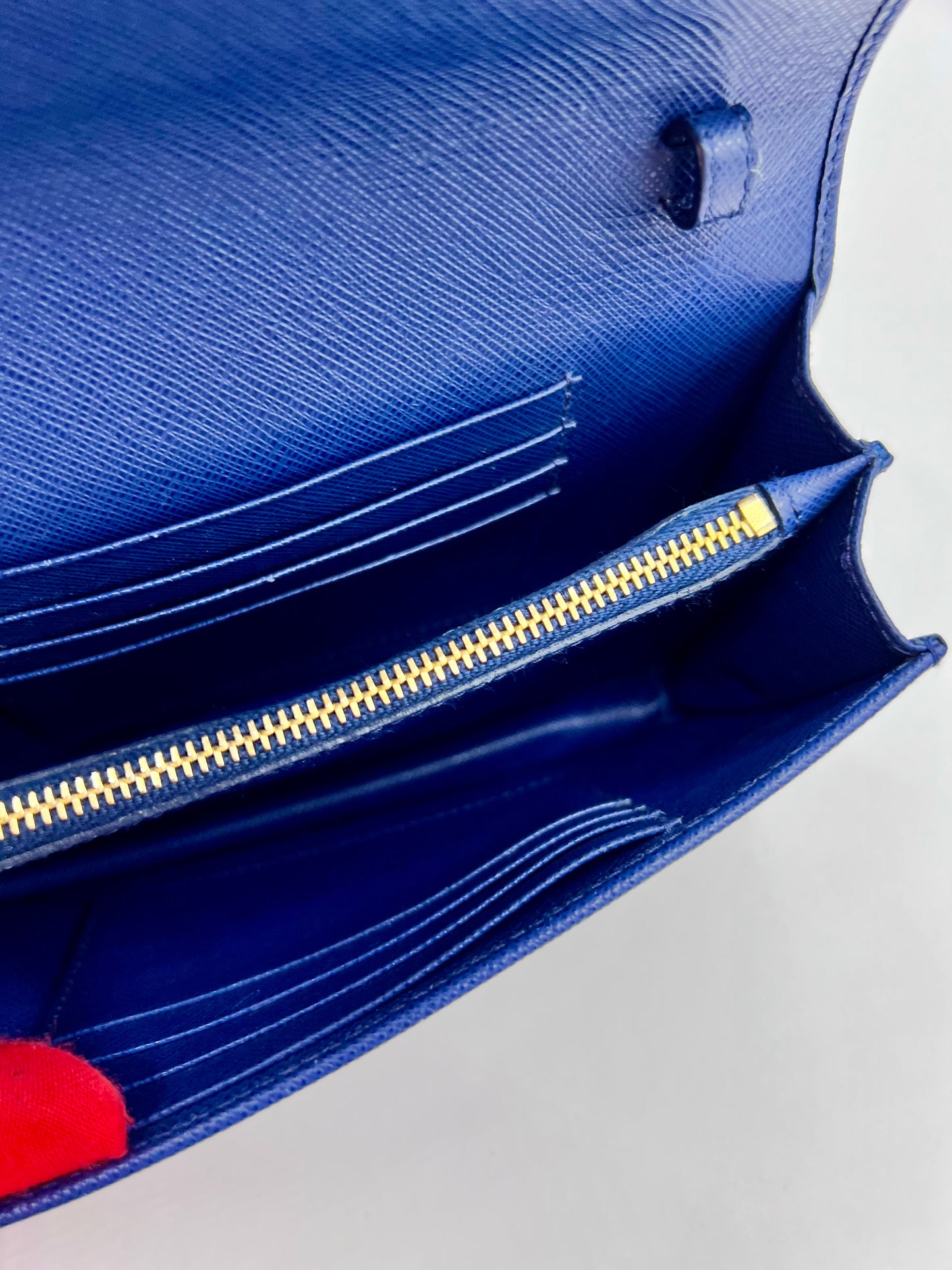 Prada Saffiano Blue Mini wallet on Chain G.H.