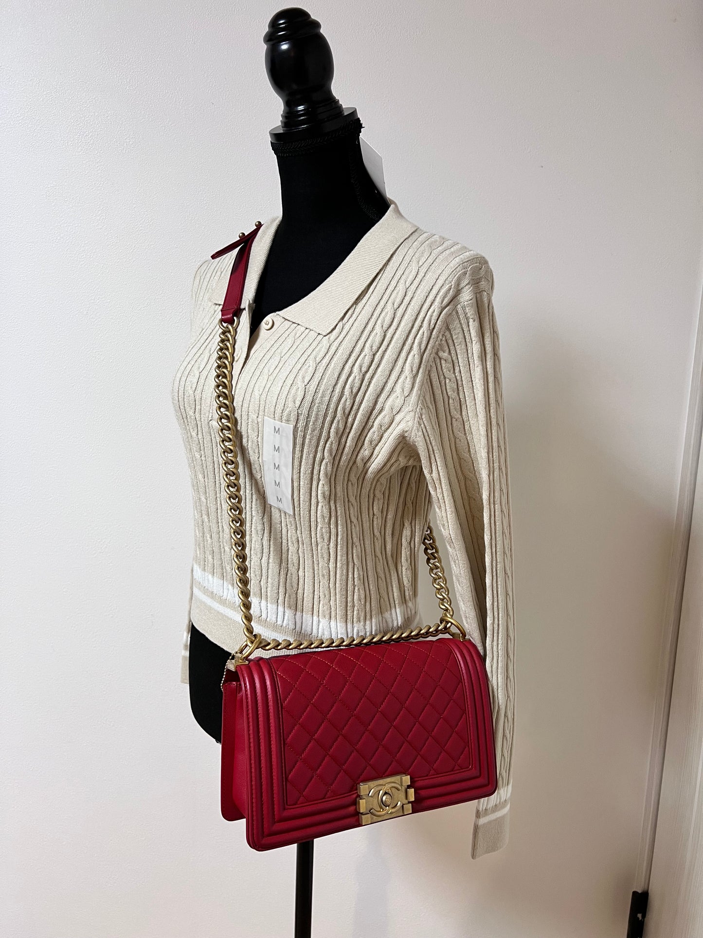 Chanel Caviar red Leboy Old Medium GHW