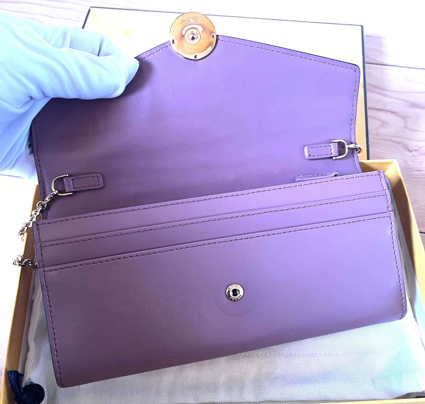 Fendi F is Continental Studded Leather wallet on Chain               (🇵🇭P23,220)