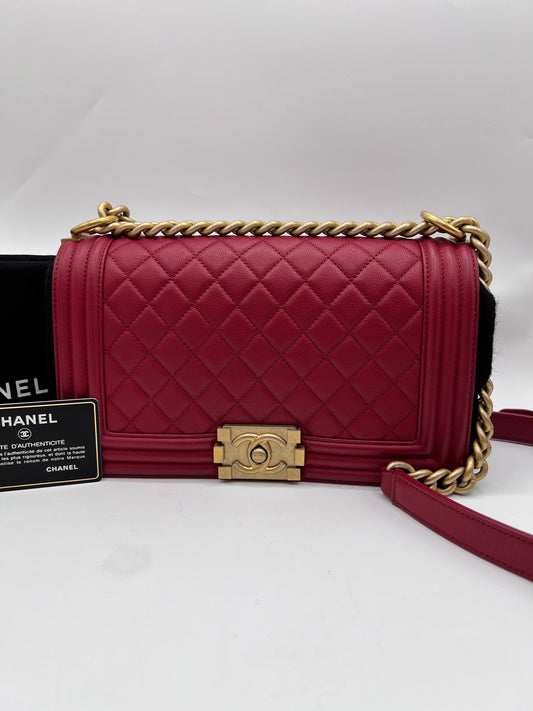 Chanel Caviar red Leboy Old Medium GHW